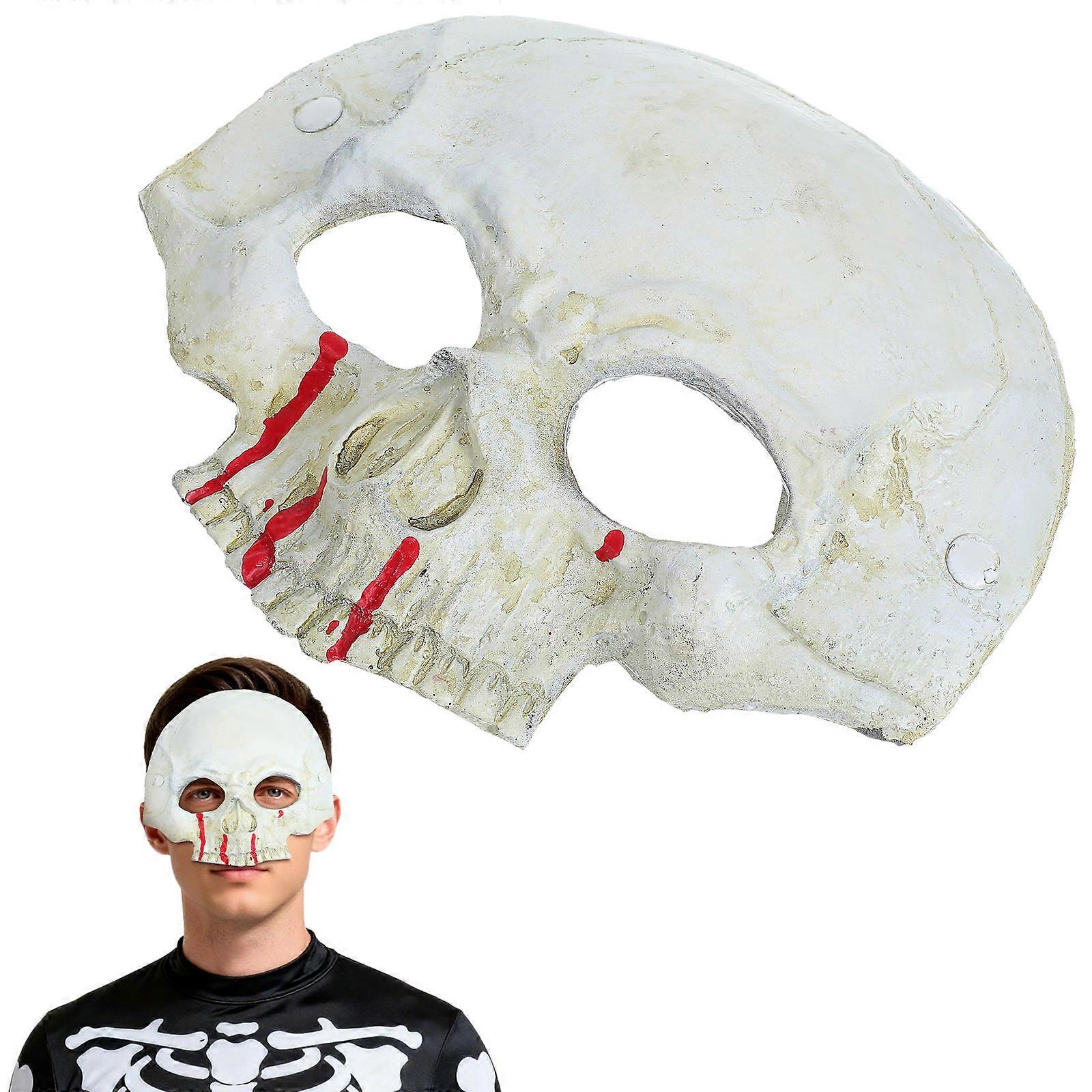 Horror Masks Blood Pattern Half Face Skull Shape for Party Use 5Pcs Mask