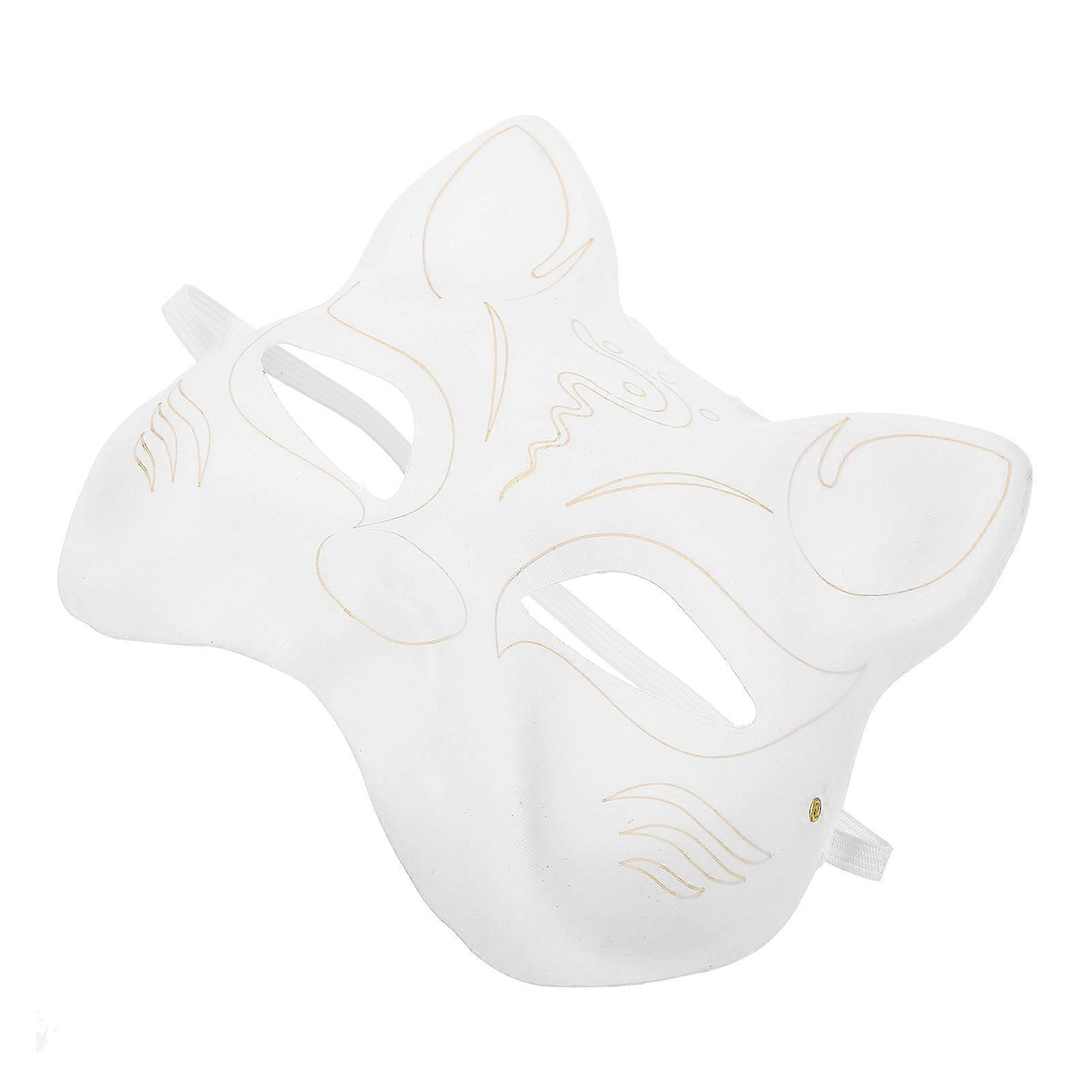 3Pcs White Cat Face DIY Masks For Costume Use Parties Unique Blank Delineating Design Lightweight Paper Craft