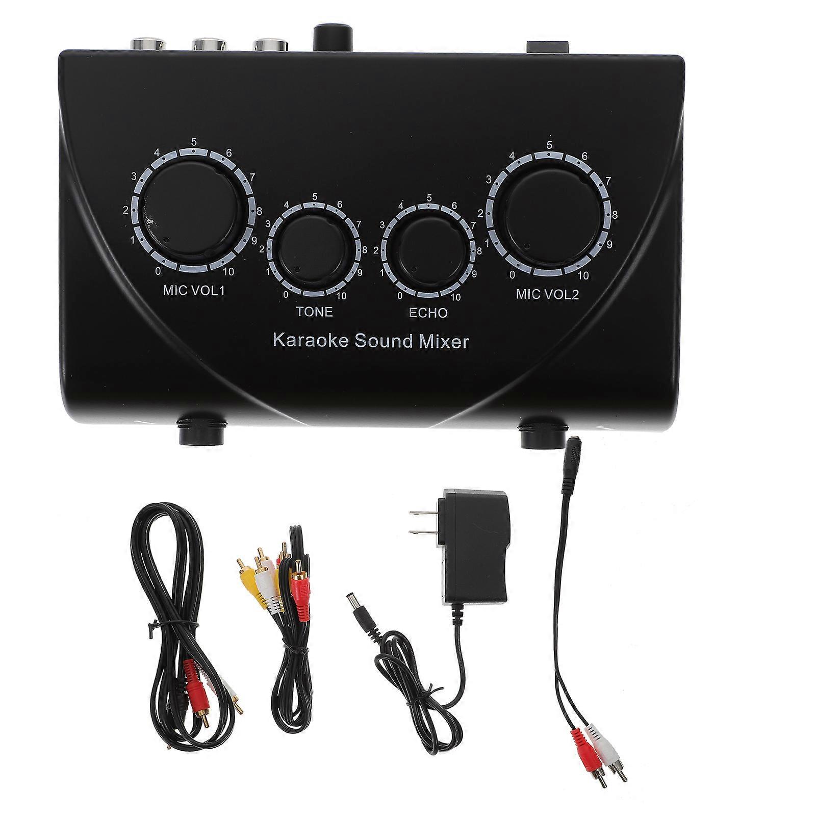 Audio Mixer Professional Karaoke Mixer for Karaoke 2Sets Black