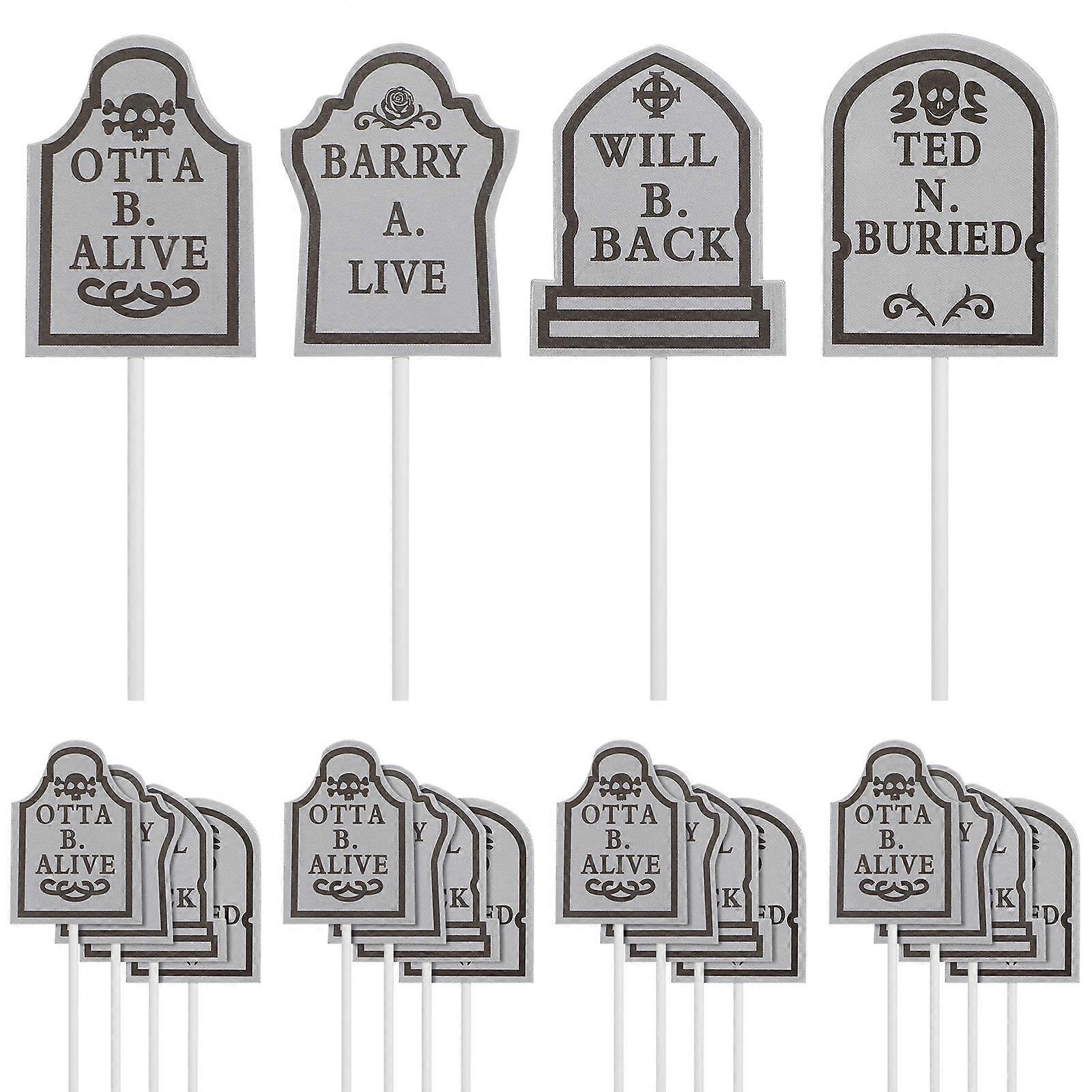 Tombstone Pattern Cake Toppers for Decorating 24Pcs Christmas Cupcake Picks
