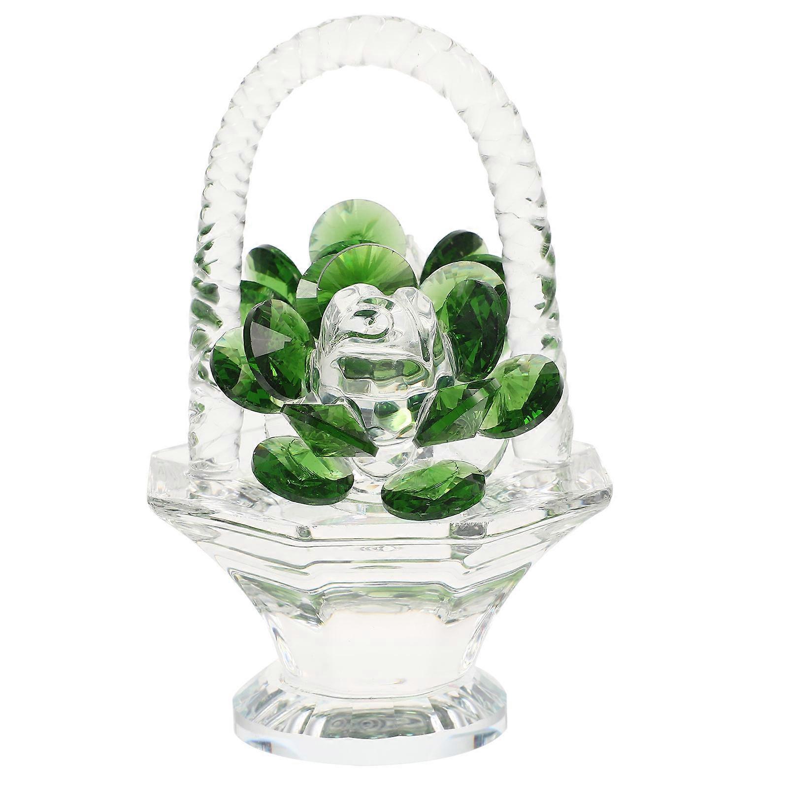 Crystal Flower Basket Crystal Ornaments for Home Office Car 4Pcs