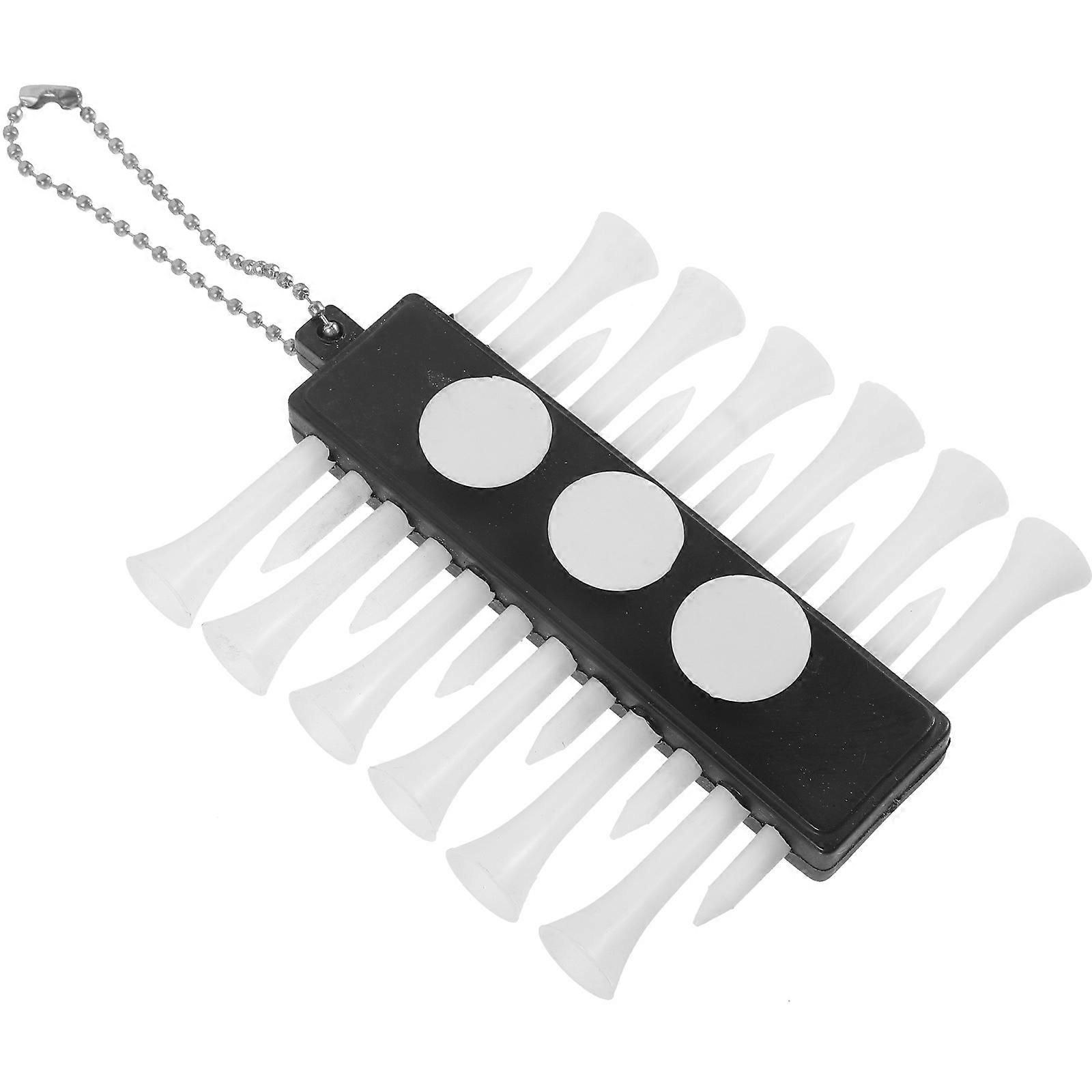 Golf Ball Tee Holder Plastic Carrier for 2Pcs Tees with Hanging Loop