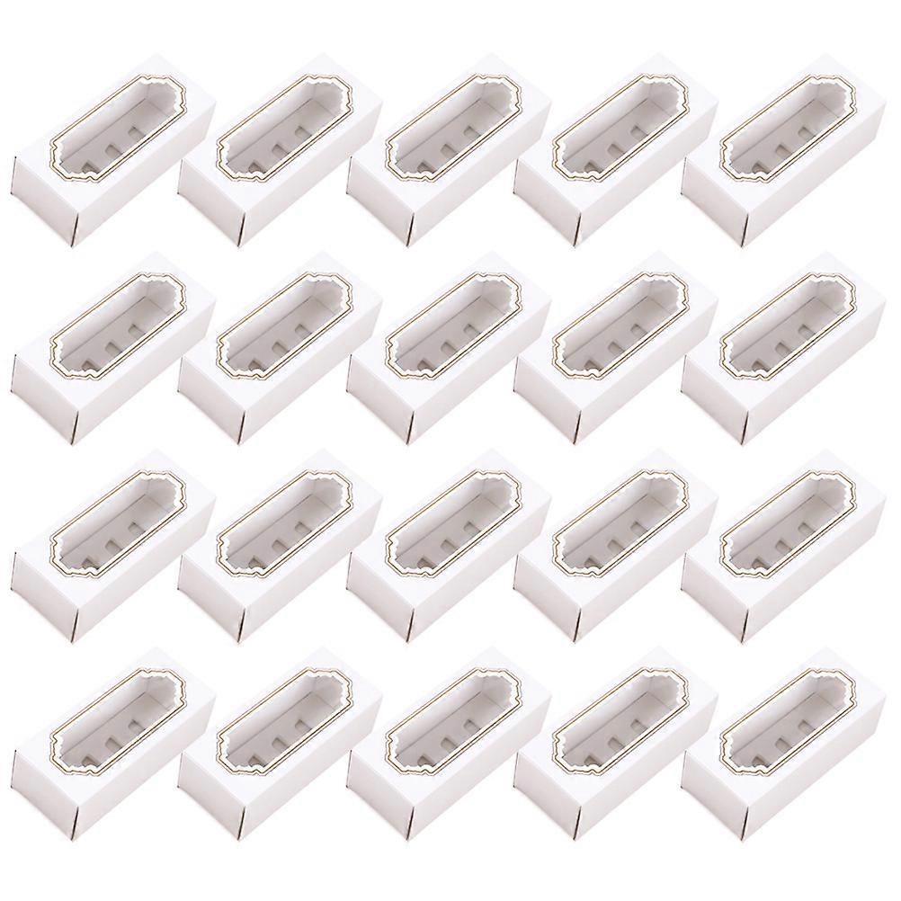 Paper Macaron Box 5-Cavity Window Design Storage Containers 20Pcs