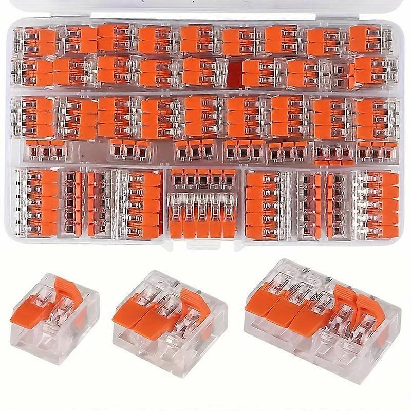 75pcs Quick Connect Wire Terminal Kit - Push-In Lever Connectors for 24-12 AWG, Multi-Port & Reusable