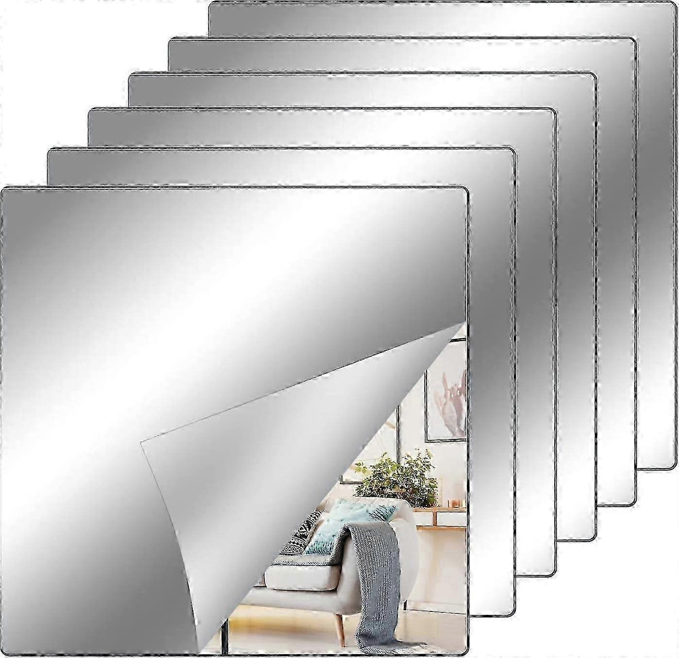 Mirror, 20 x 20 cm Adhesive Mirror Flexible Mirror Tiles, Acrylic Mirror Sheets Wall Mirror Stickers 2025