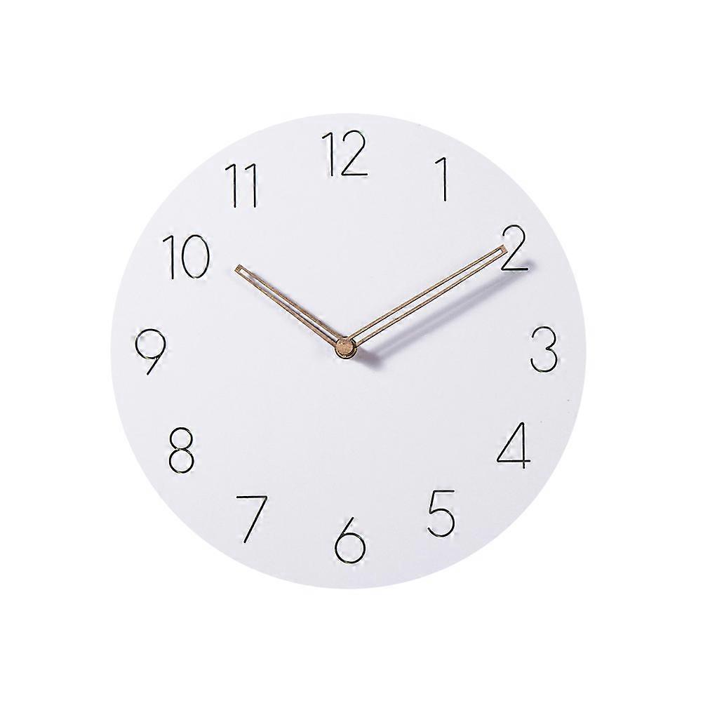Creative Quartz Wall Clock For Home Decoration White Round Simple Design Without Battery 1Pack