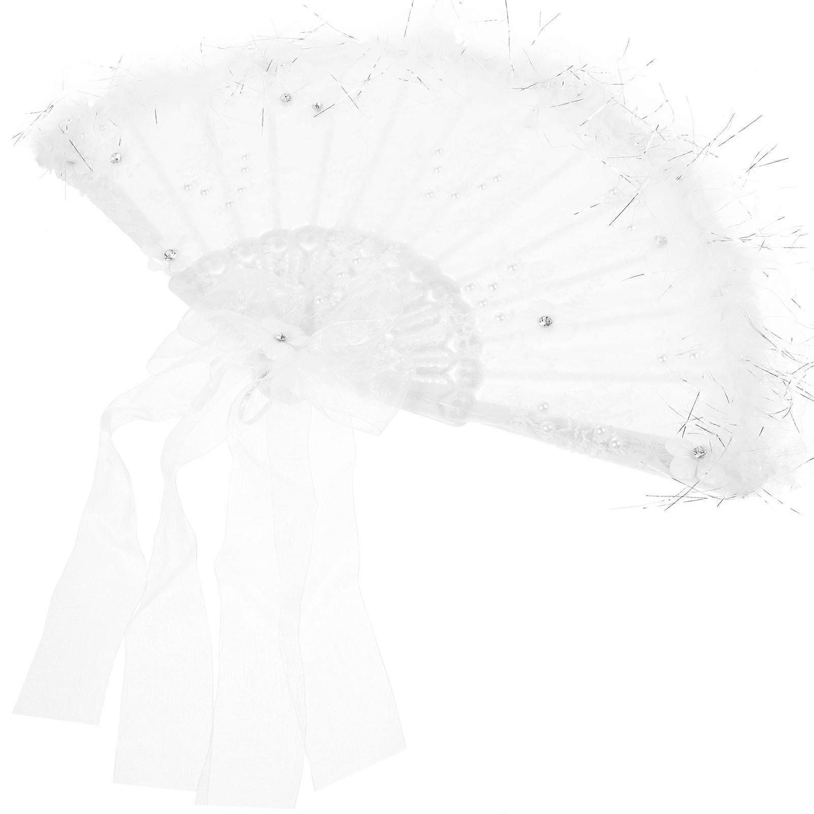 Plume Fan For Wedding 3Pcs Handheld Folding Fan Unique Chinese Style For Bride Decorative Use 43X23X0.5Cm