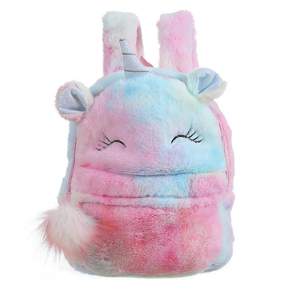 Plush Bag Unicorn Shape Kids Backpack for School Use 3Pcs Set