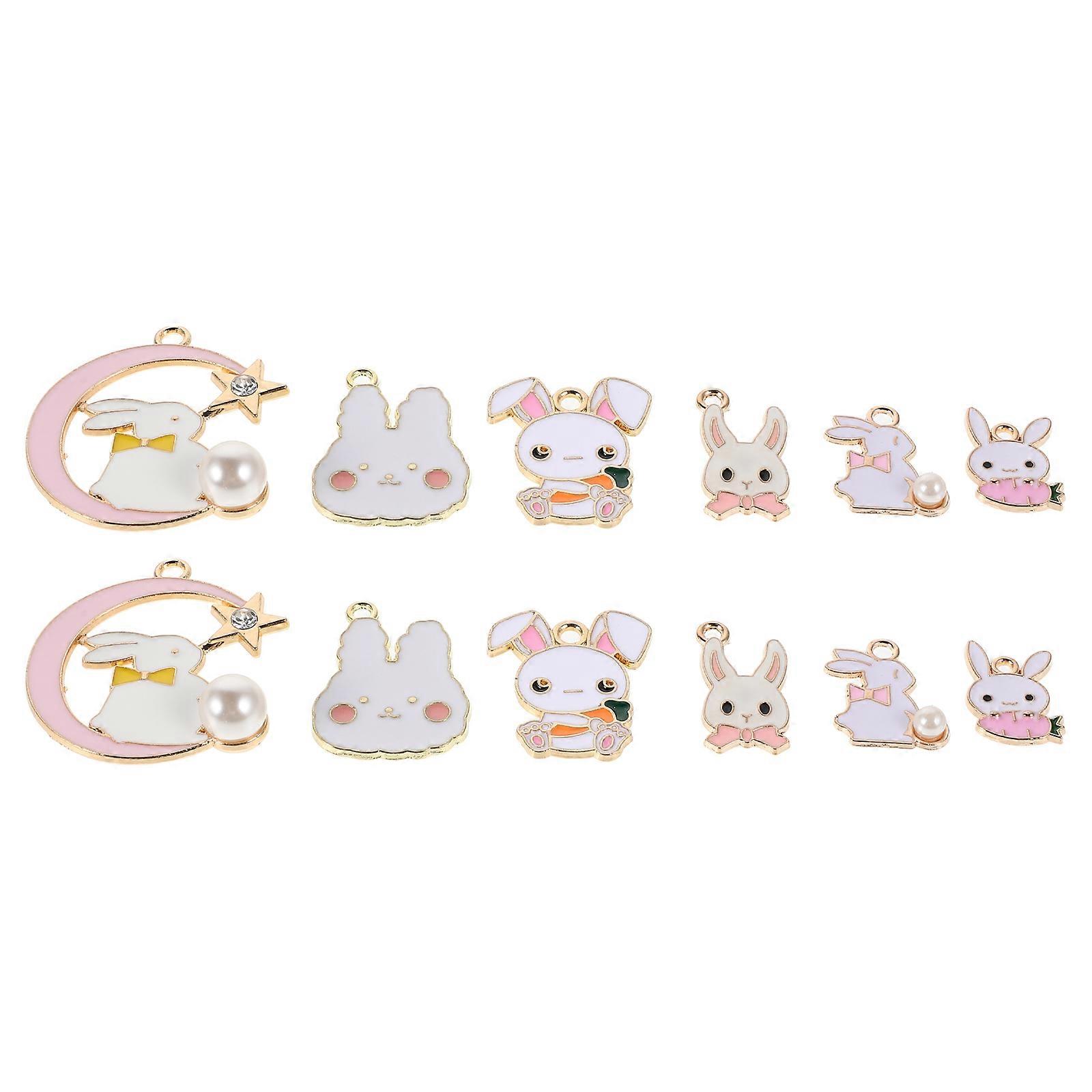 Easter Bunny Charms 12 Pcs Adorable Animal Accessories For Jewelry Making With Assorted Color In Bunny Shape Designed For DIY Projects