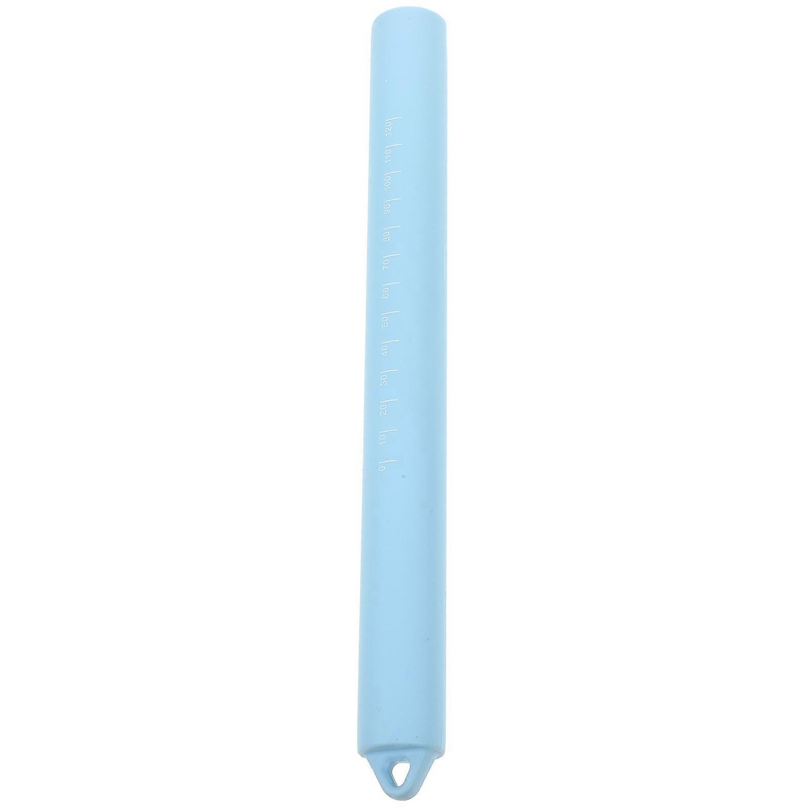 Kitchen Silicone Rolling Pin for Dough with Scale 2Pcs Baking Tool Sky-Blue