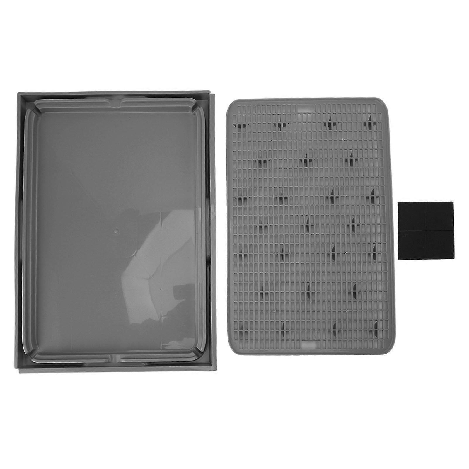 Cat Litter Mat Spacious Double Layer Washable Anti Slip Bottom Cat Litter Box Mat Cat Litter Catcher Mat Dark Gray