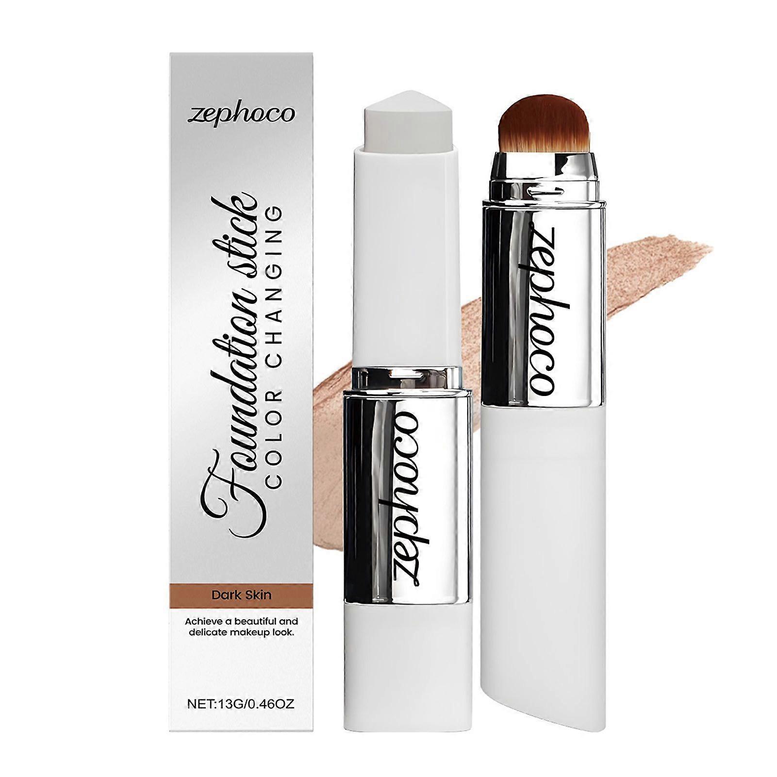 Blanc Cover Cream Stick V 2-in-1 Color-Changing Foundation with Detachable Brush, Full to Medium Coverage Base Makeup