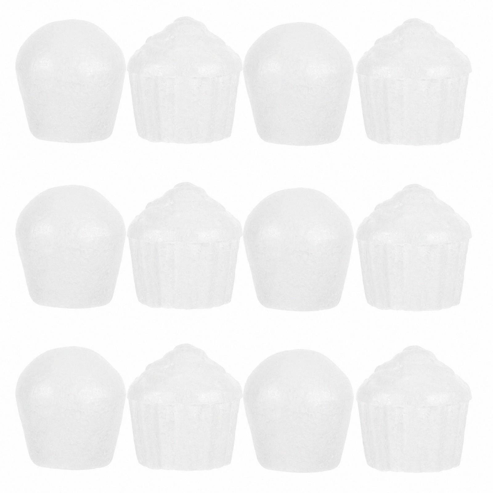 12 Pack Plain Foam Cupcake Shapes for Crafting Creative DIY Projects and Family Activities