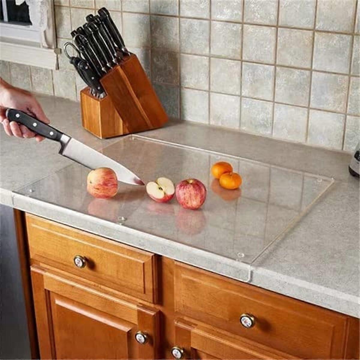 16"x18" Clear Non-Slip Cutting Board with Lip, Compatible with Kitchen Countertop Protector for Home & Restaurant