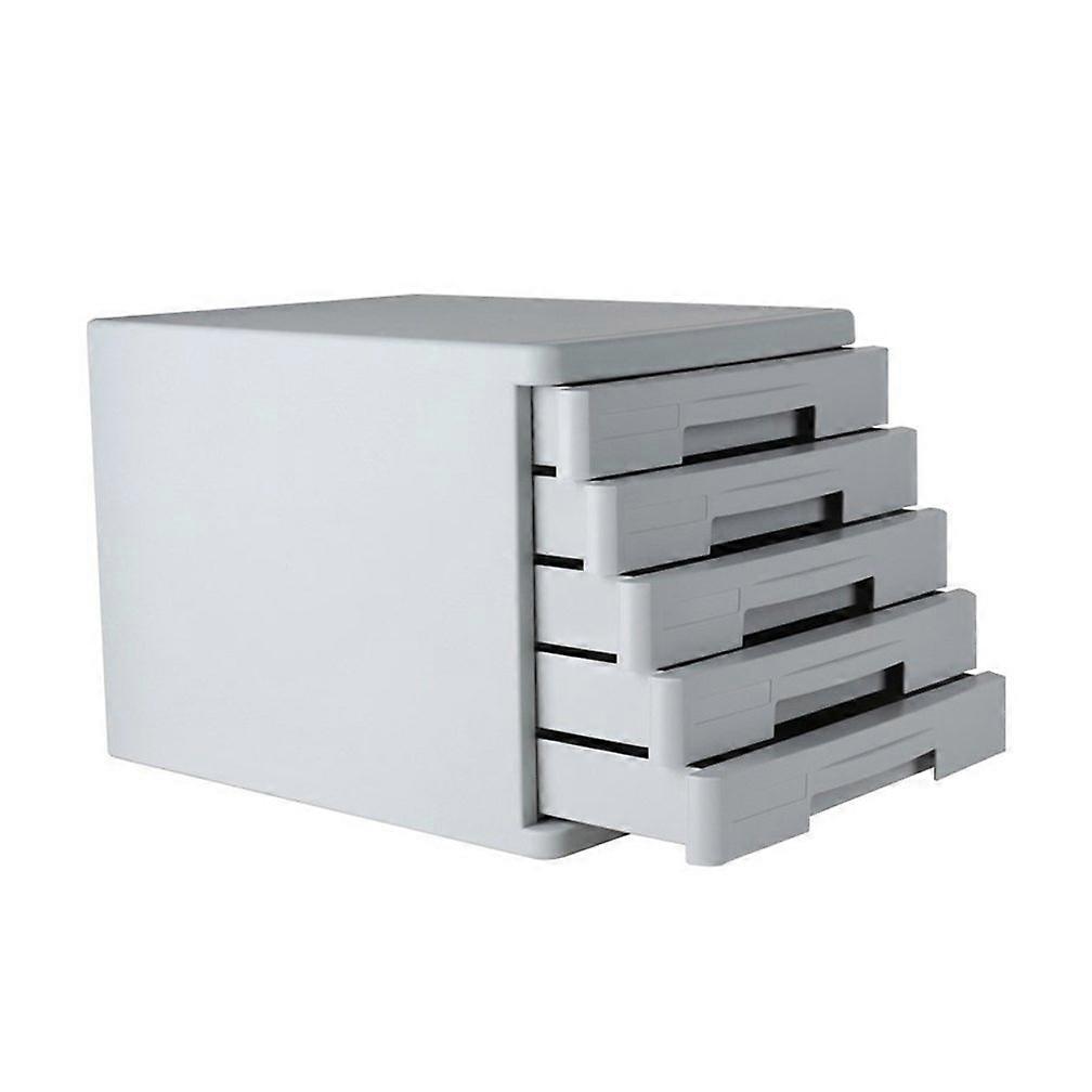 Mini Desk File Organizer Cabinet FiveDrawer Gray For Filing Paper Documents And Craft Supplies