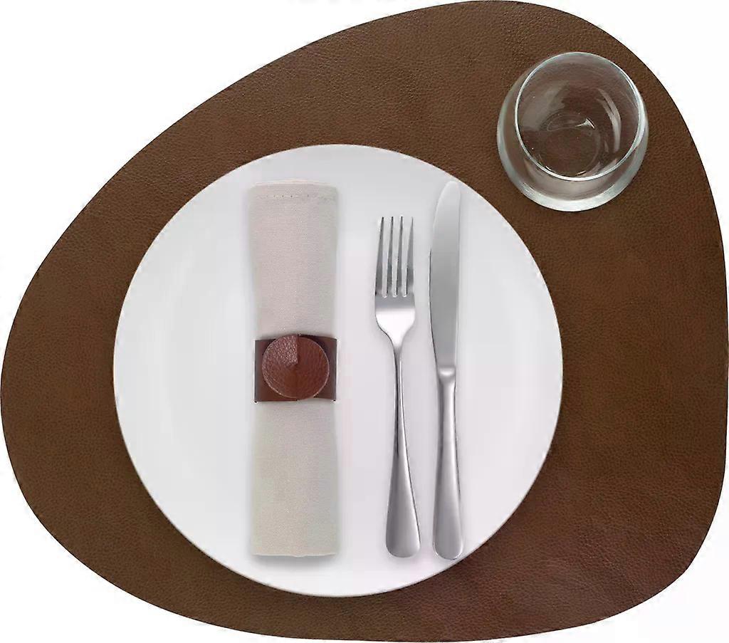 Skinnatur Ovales Tischset aus nachhaltigem, recyceltem Leder, Cognac, 46x40cm, selbstglättend