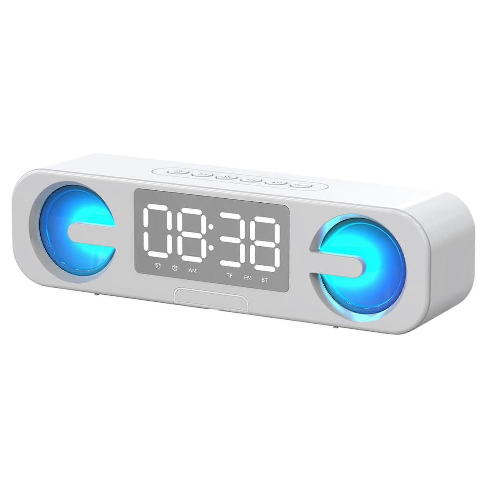Gnobogi Large Screen Clock Bluetooth Speaker, 2x5W Sound, RGB LED, Dual Alarm, FM, 4 Play Modes, Portable - Compatible with Card
