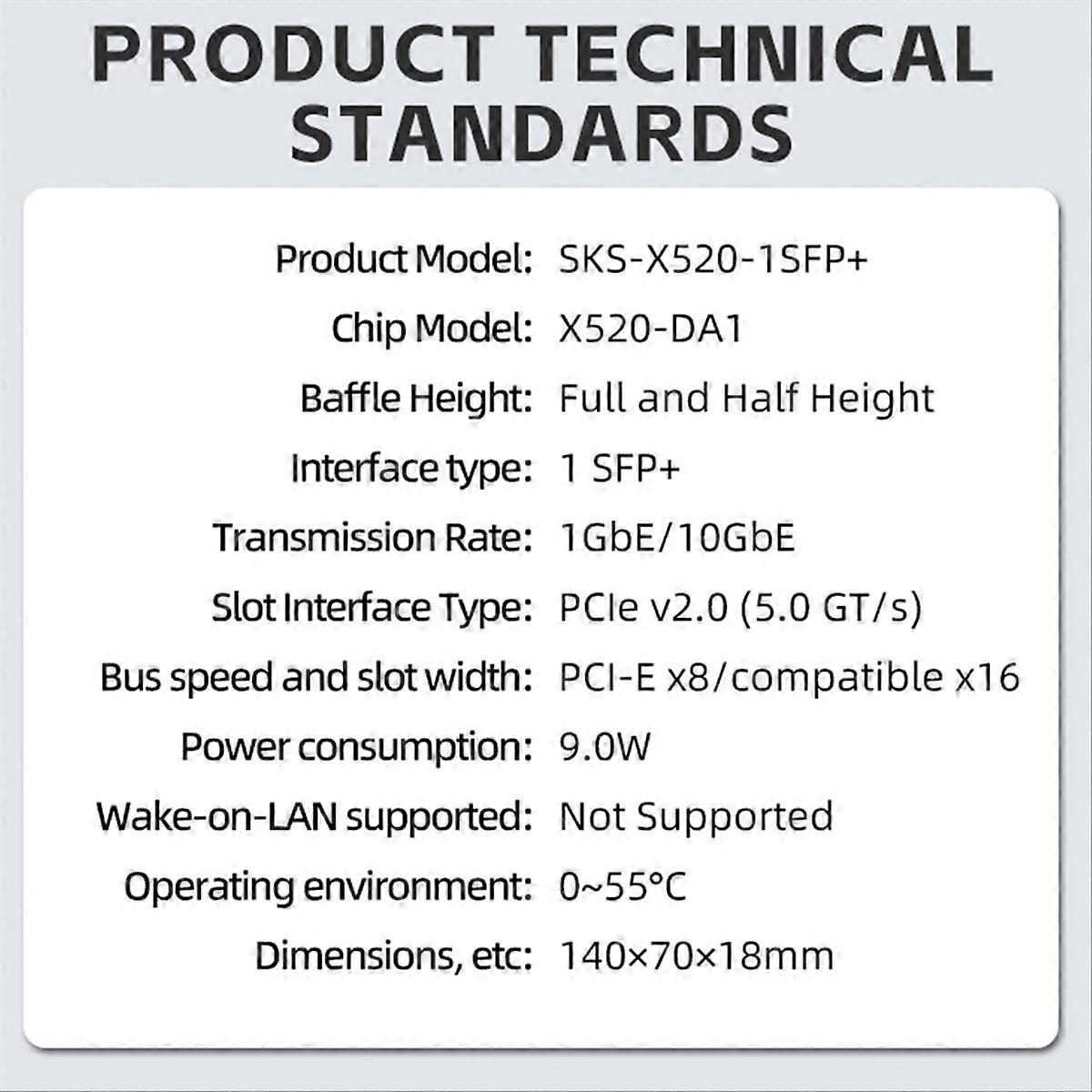 10G SFP+ Network Card for Intel Host Controller PCI-E X8