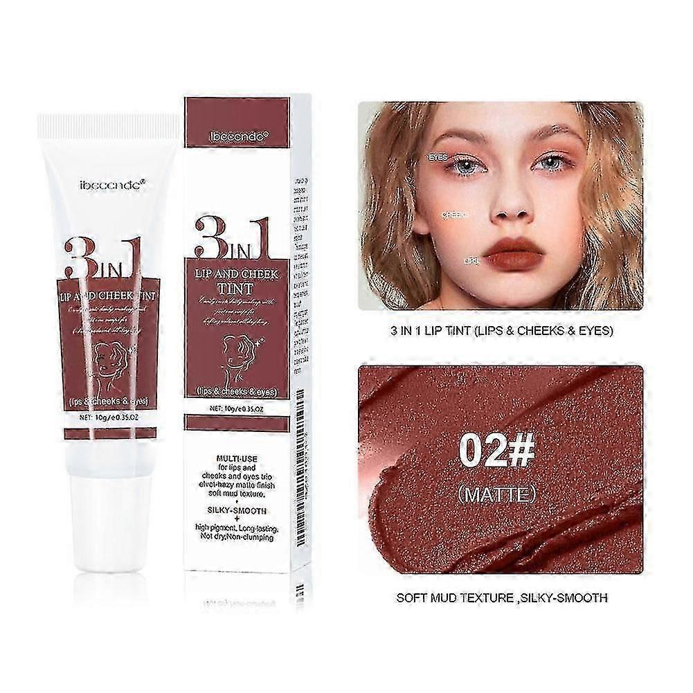 3 In 1 Cheek And Lip Mud Makeup Clay Lipstick & Blush Three-use High Pigmented Long Dry Not Lasting Eyeshadow