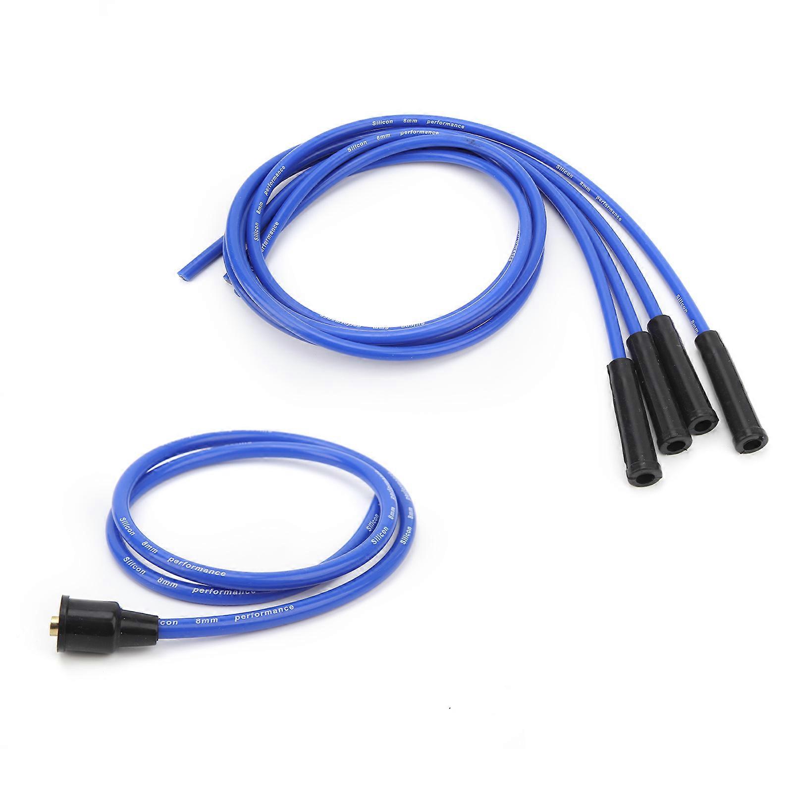 8mm Spark Plug Wire 1m Length High Efficiency Stable Ignition Spark Plug Wire Set for 4 Cylinder Classic Cars Blue 