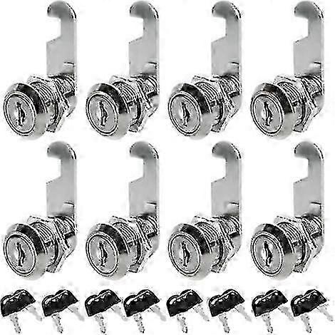 Set of 8 Universal Mailbox Locks, 20mm Cylinder Cam Lock with 16 Keys, Zinc Alloy for Cabinets, Drawers, and Mailboxes miao4