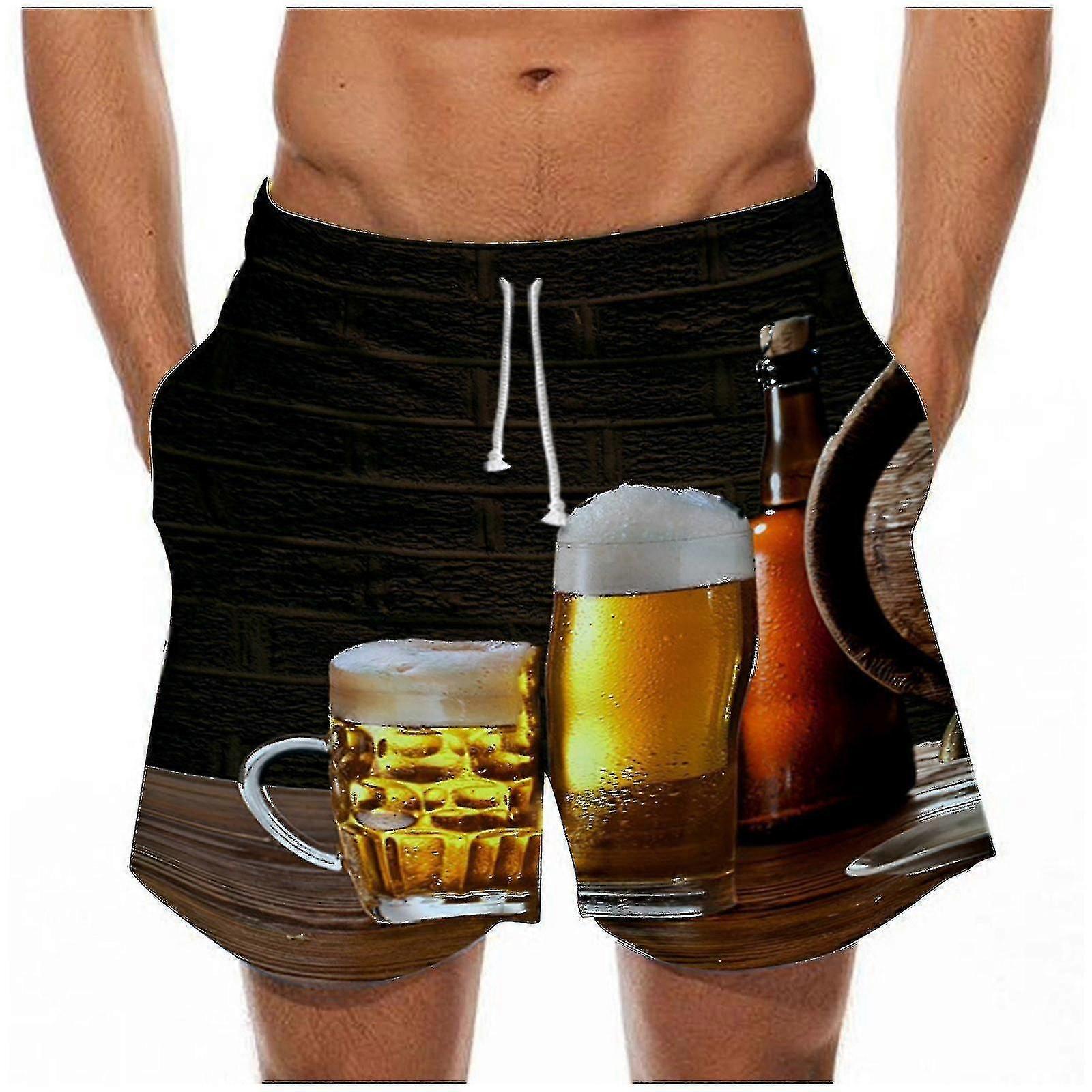 男士宽松啤酒短裤印花快干泳衣运动泳裤裤 Zy.1