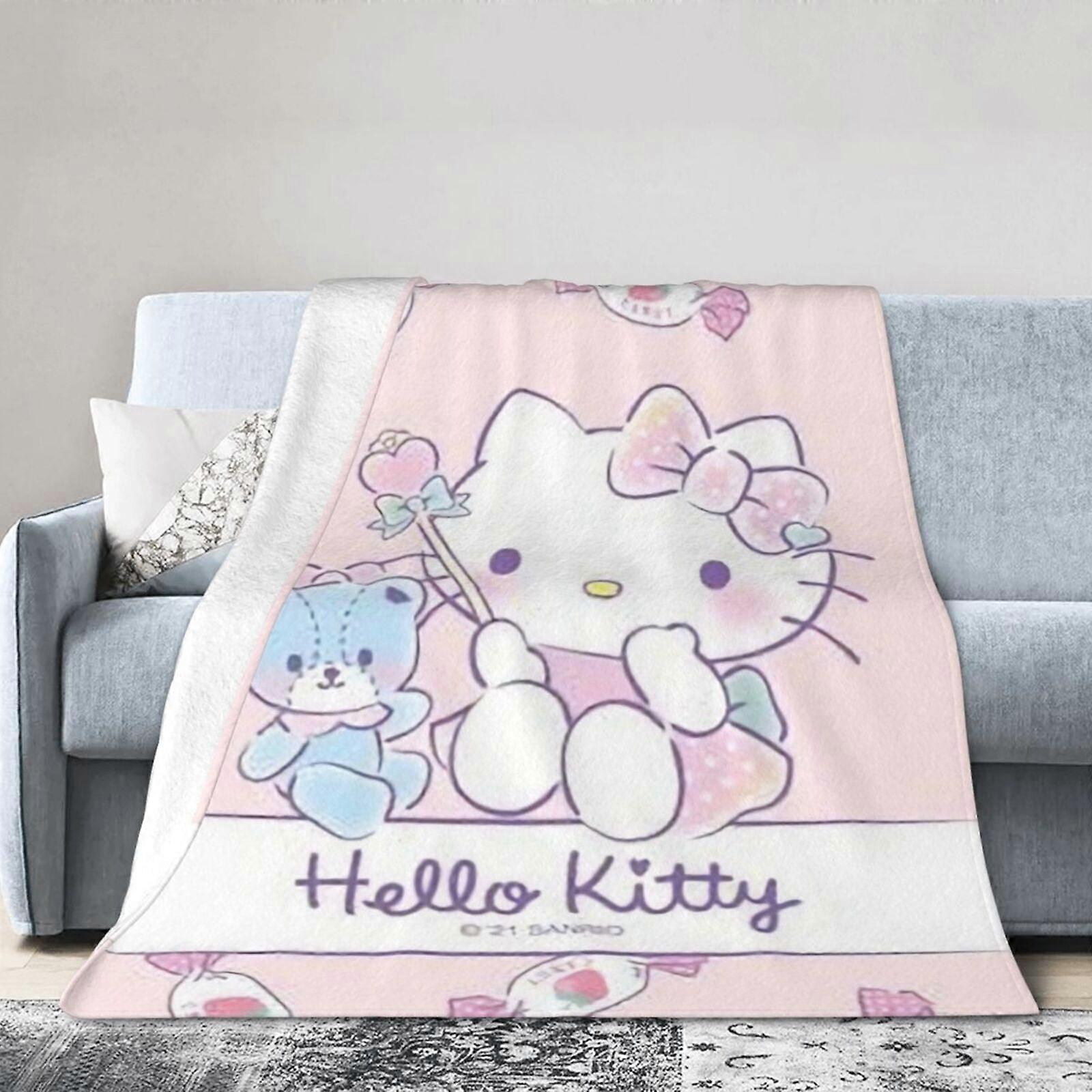 Hello Kitty Throws Blanket 60"x50" - Super Soft, Lightweight, Cozy & Warm, Multi-Season Use for Bed, Sofa, Travel, Camping