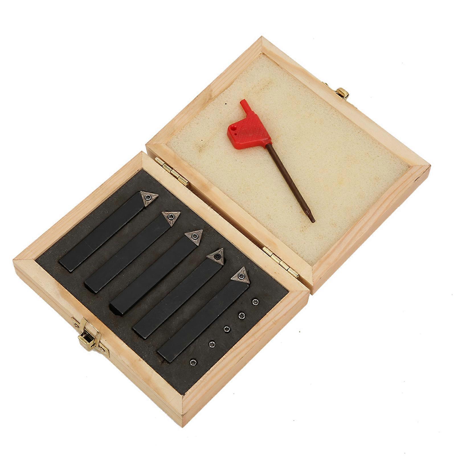 5Pcs 3/8in Indexable Turning Tool Set Cemented Carbide Machining Lathes Cutting Facing Tools