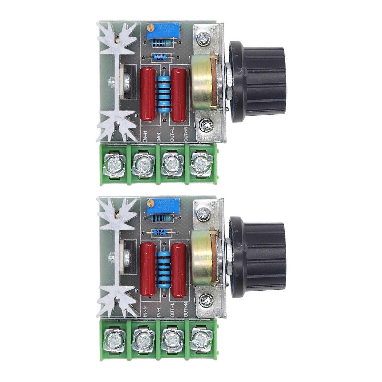 2PCS 2000W AC SCR Voltage Regulator Adjustable Motor Speed Control Module Knob Potentiometer