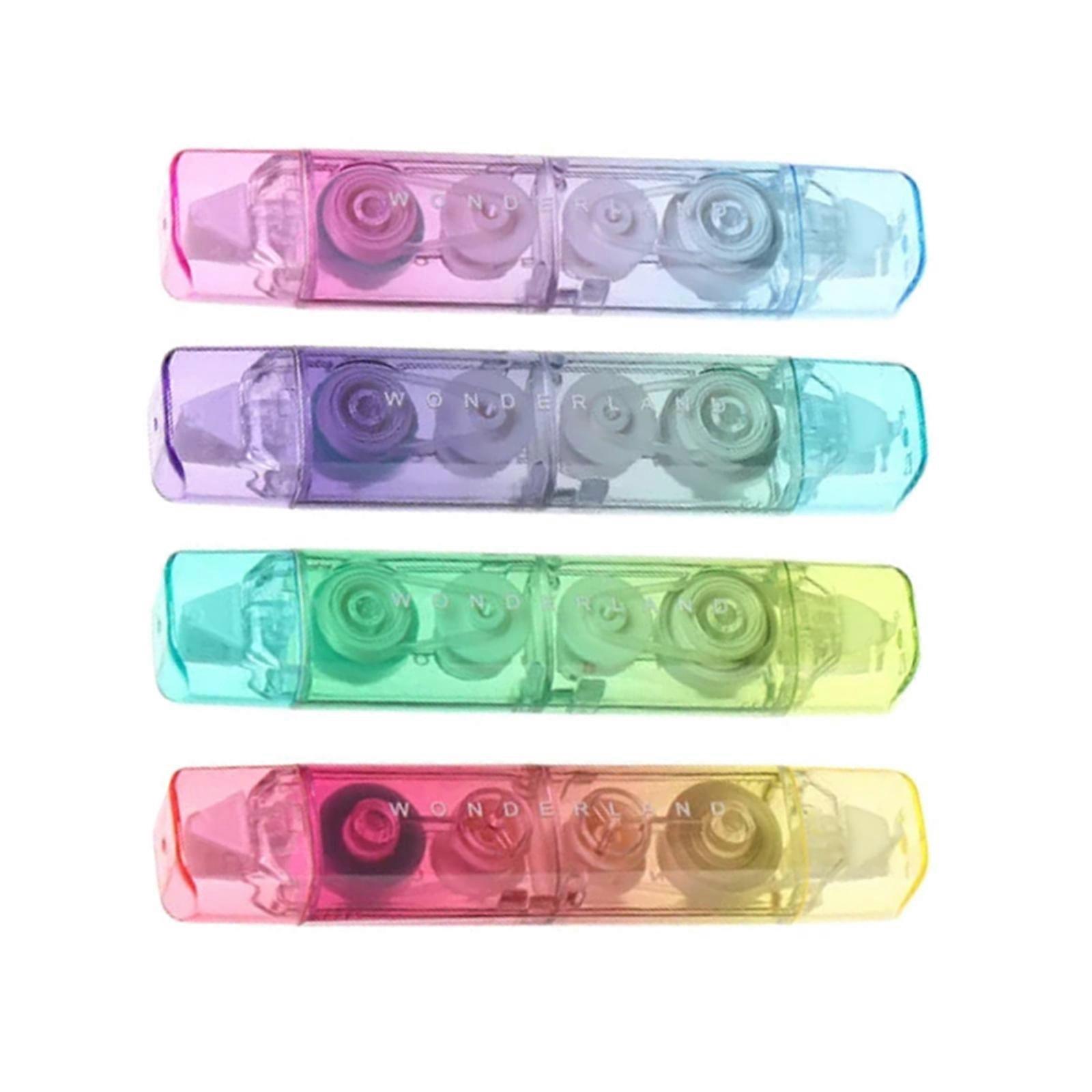 4 Pcs Gradient Correction Tape 2-in-1 White Out Tape and Adhesive Tape Correction Rollers Double Head Correction Tape  Four colors