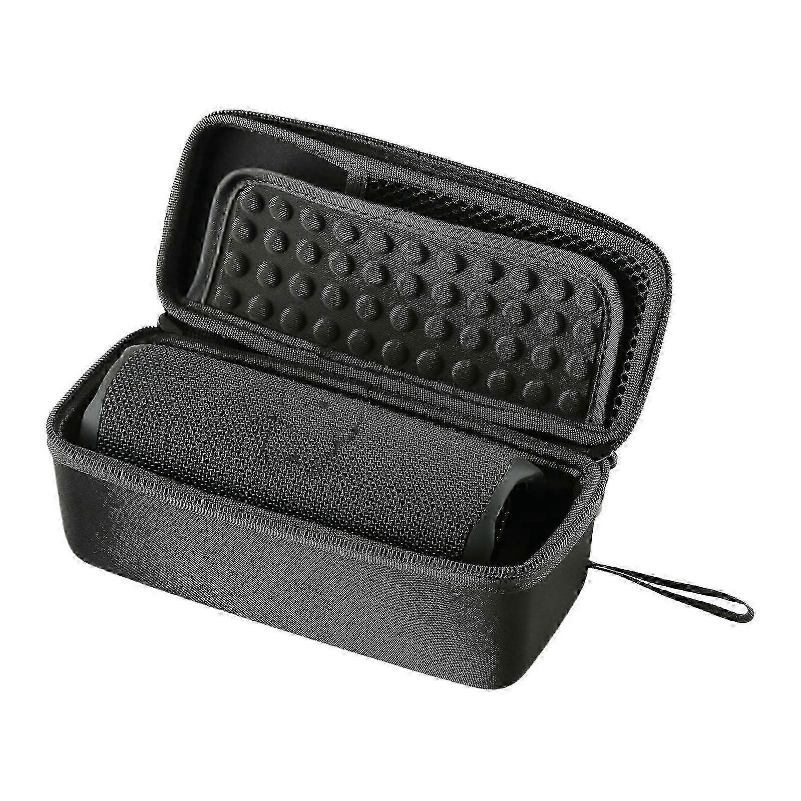 Shockproof protective cover for speaker box with soft inner lining and mesh pocket, easy to transport, black