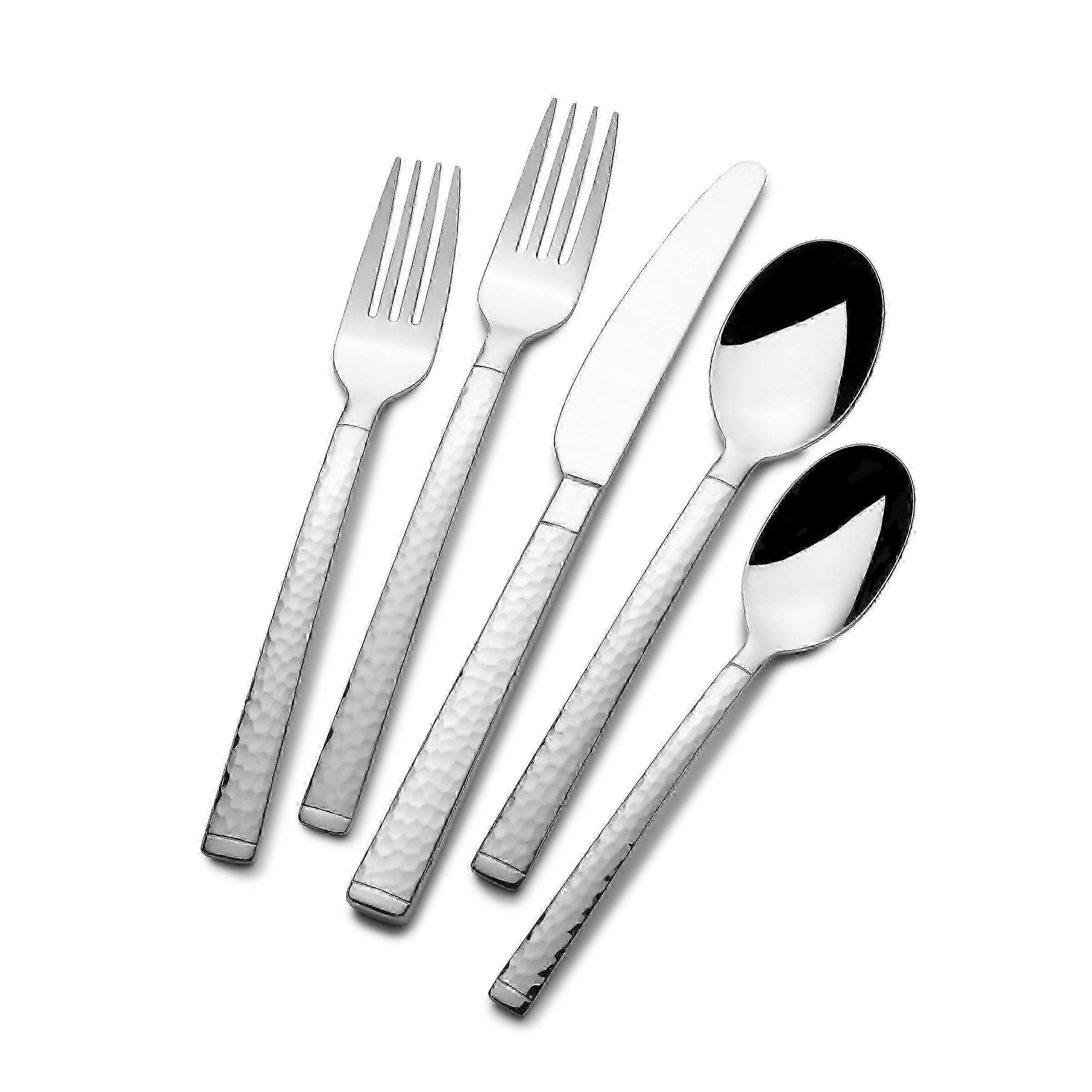 45 Piece Stainless Steel Flatware Set for Eight, Hostess Serveware with Modern Design and Dishwasher Safe Features