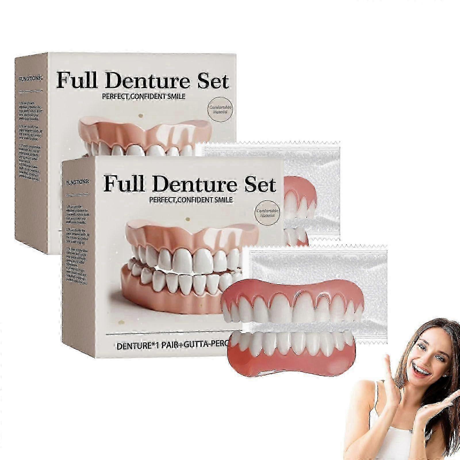 NESLEMY Advanced Individual Full Denture Set, Soft Silicone Feeding Dentures, Comfortable Fit, 2-Pack
