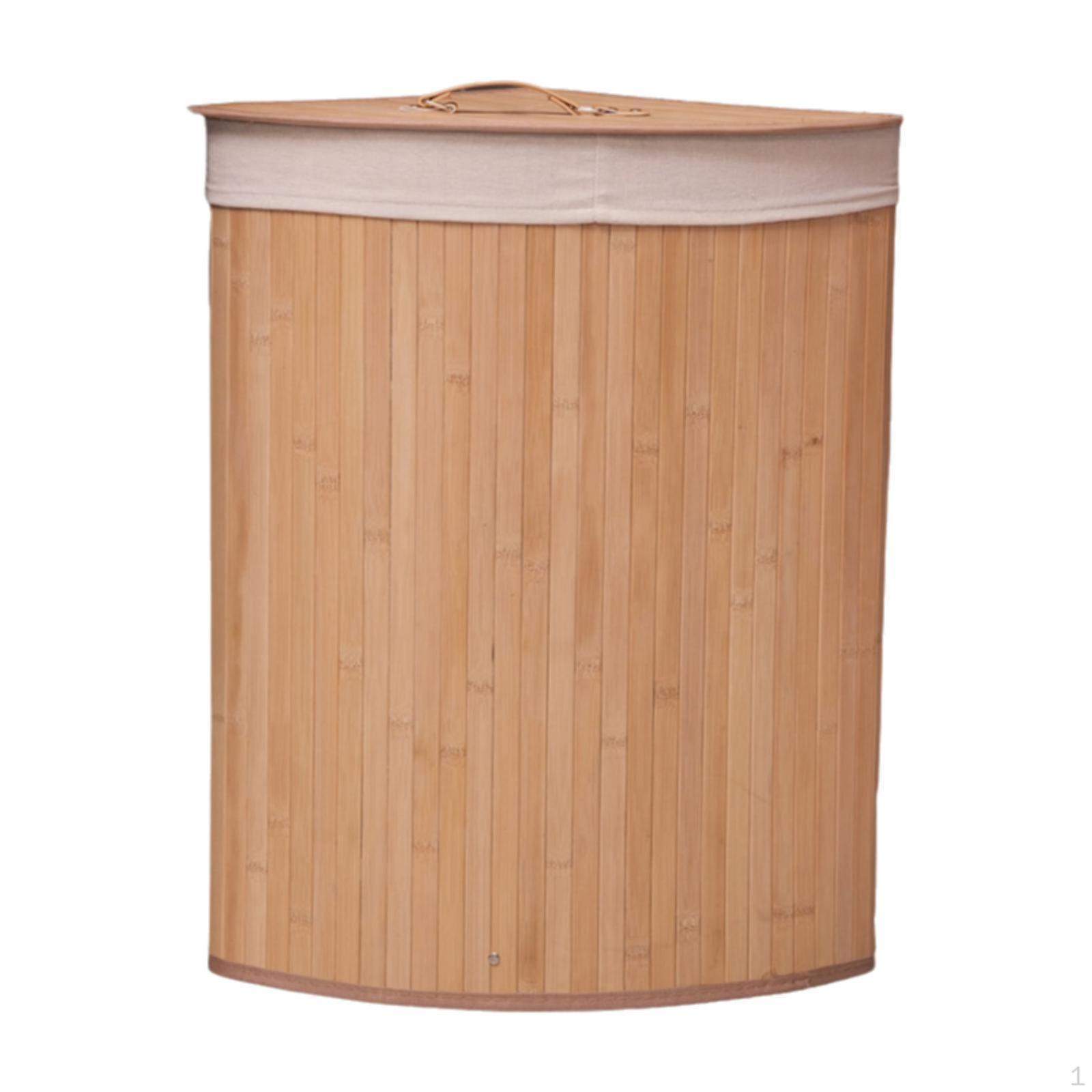 Bamboo Corner Laundry Basket with Removable Insert And Lid, Ideal for Room