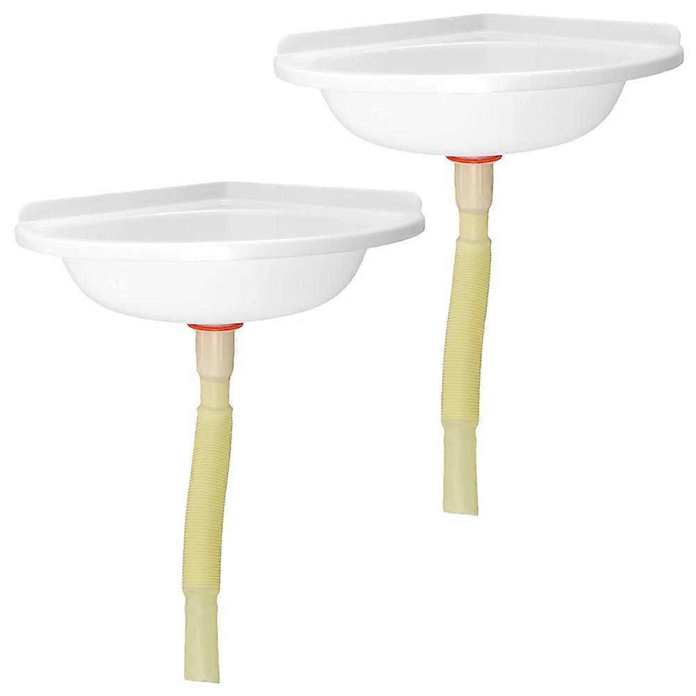 Small Corner Bathroom Sink Plastic Basin Wall Mounted for Home Use 2Pcs