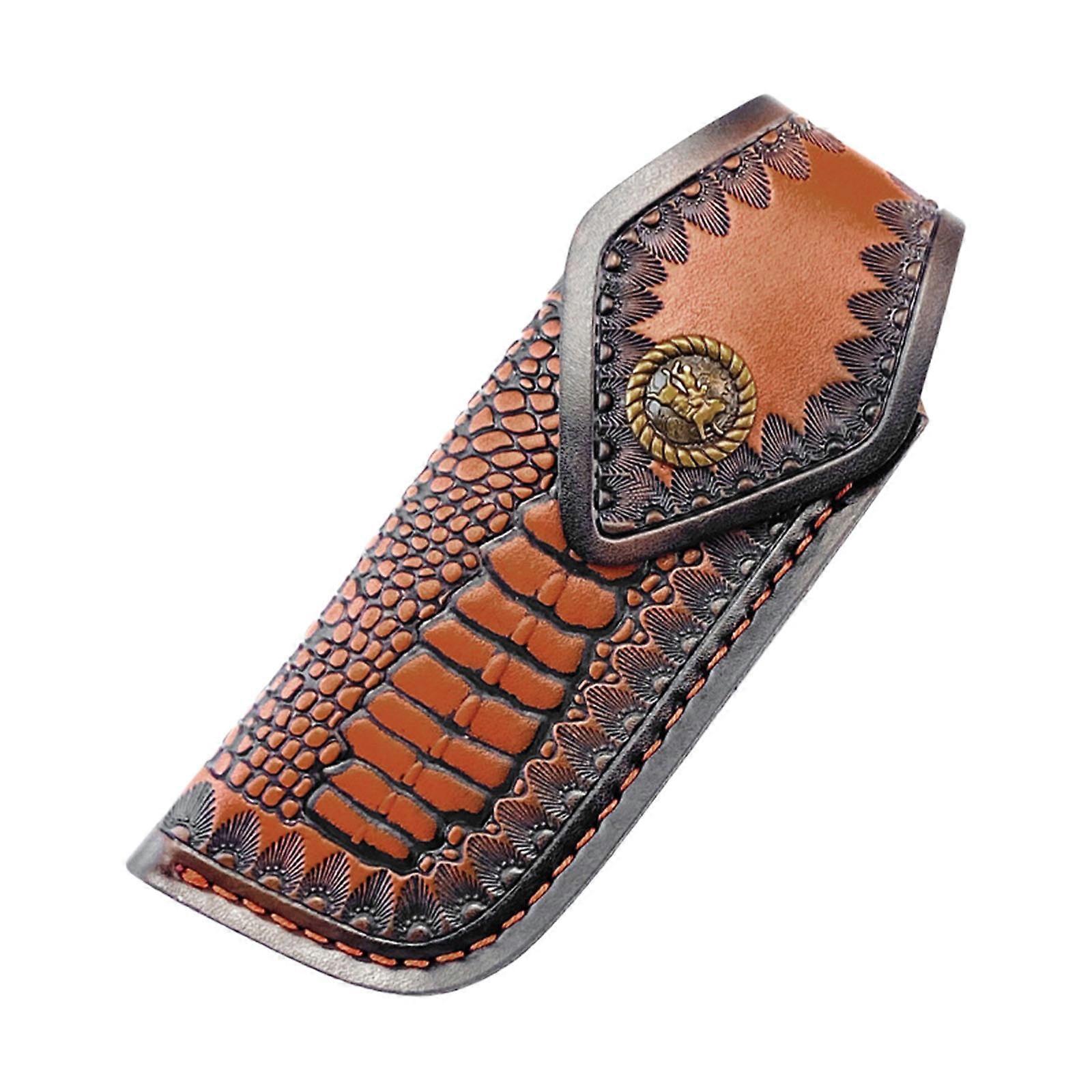 Rugged Leather Folding Cutter Sheath Reinforced Stitching Wear Resistant Belt Loop Protective Sleeve For Tactics Gear Multicolor