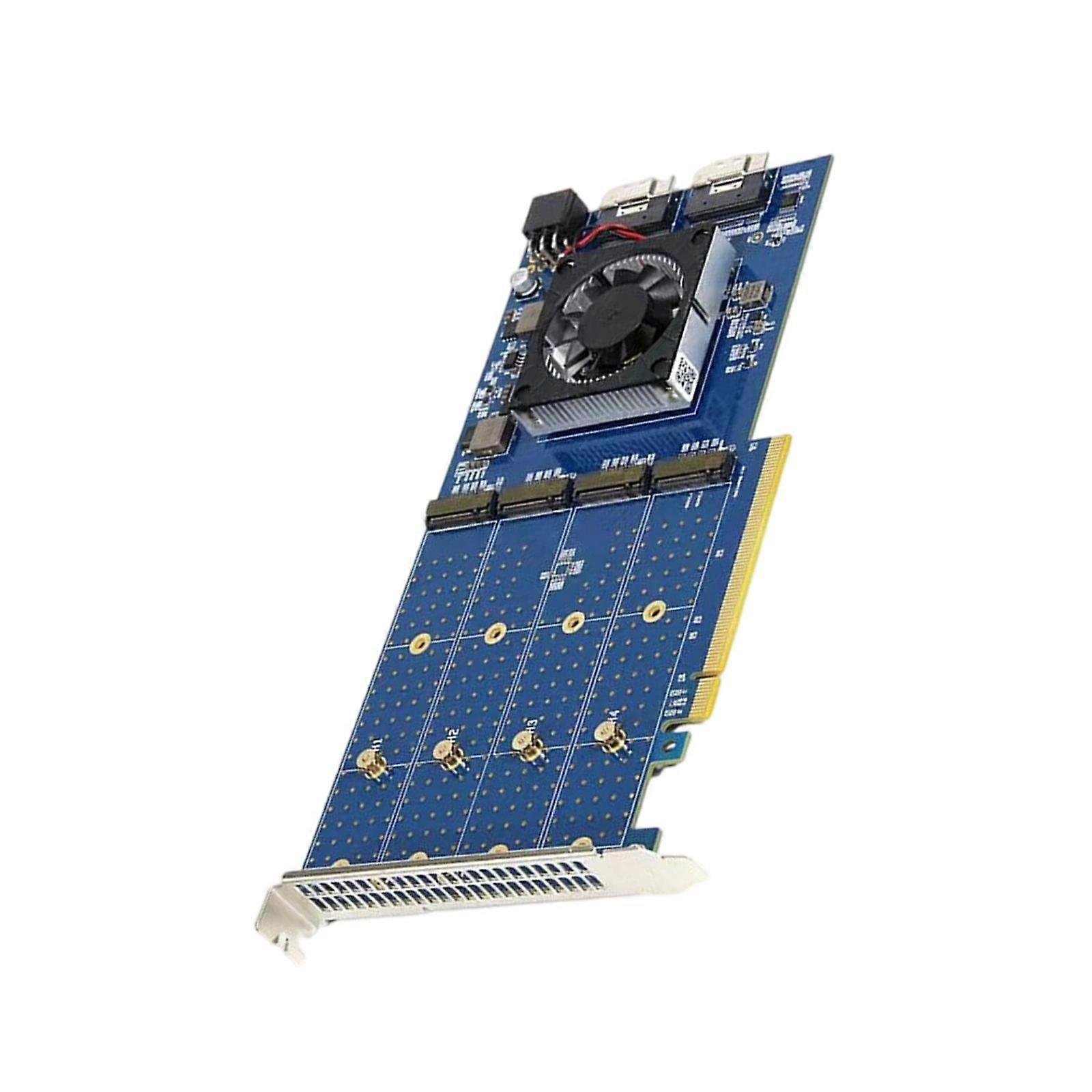 Pcle Expansion Card Pcie NVME PLX88024 4 Bit M.2 Hard Disk X8 Splitting Pcie Nvme Expansion Card with Heatsink Multicolor