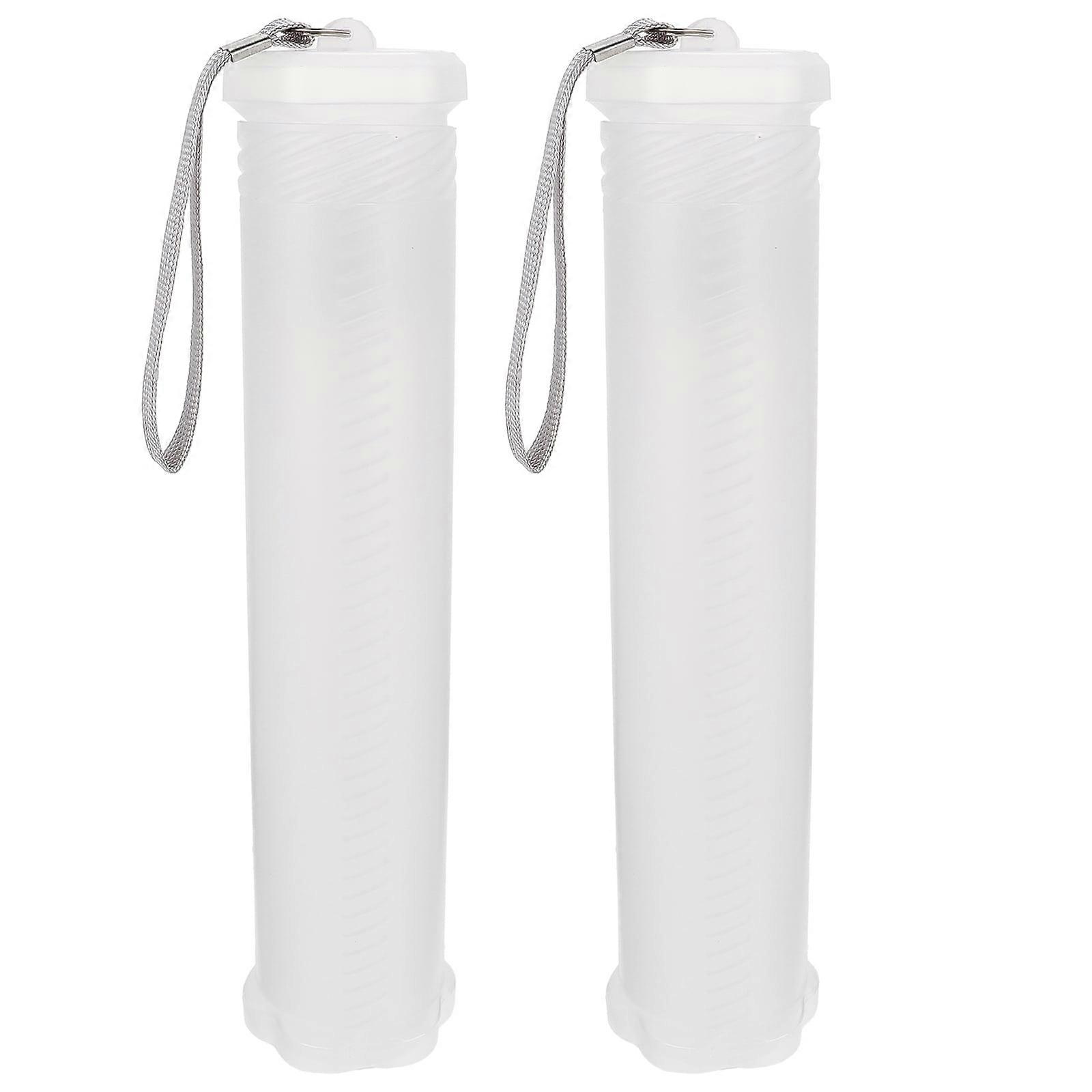 Eease 2Pcs Telescopic Pen Storage Box Portable Pencil Case Transparent Pen Container Pen Box