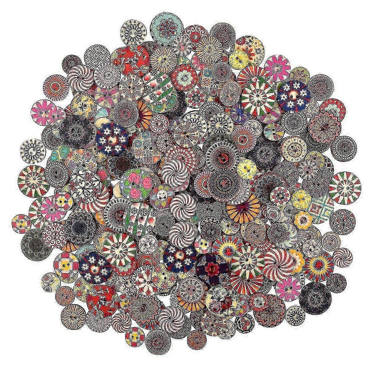 Mixed Wooden Buttons for DIY & Sewing - 100 Pcs Assorted
