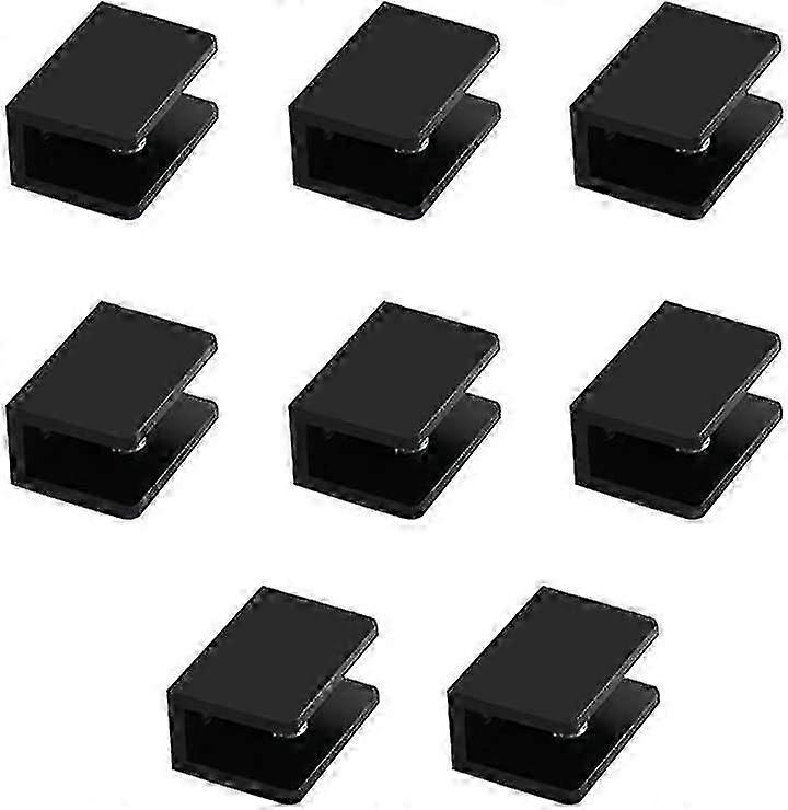 8 حزمة مربعة سبائك الألومنيوم الزجاج بين قوسين الجرف (مناسبة للزجاج السميك 5-8mm) أسود - B