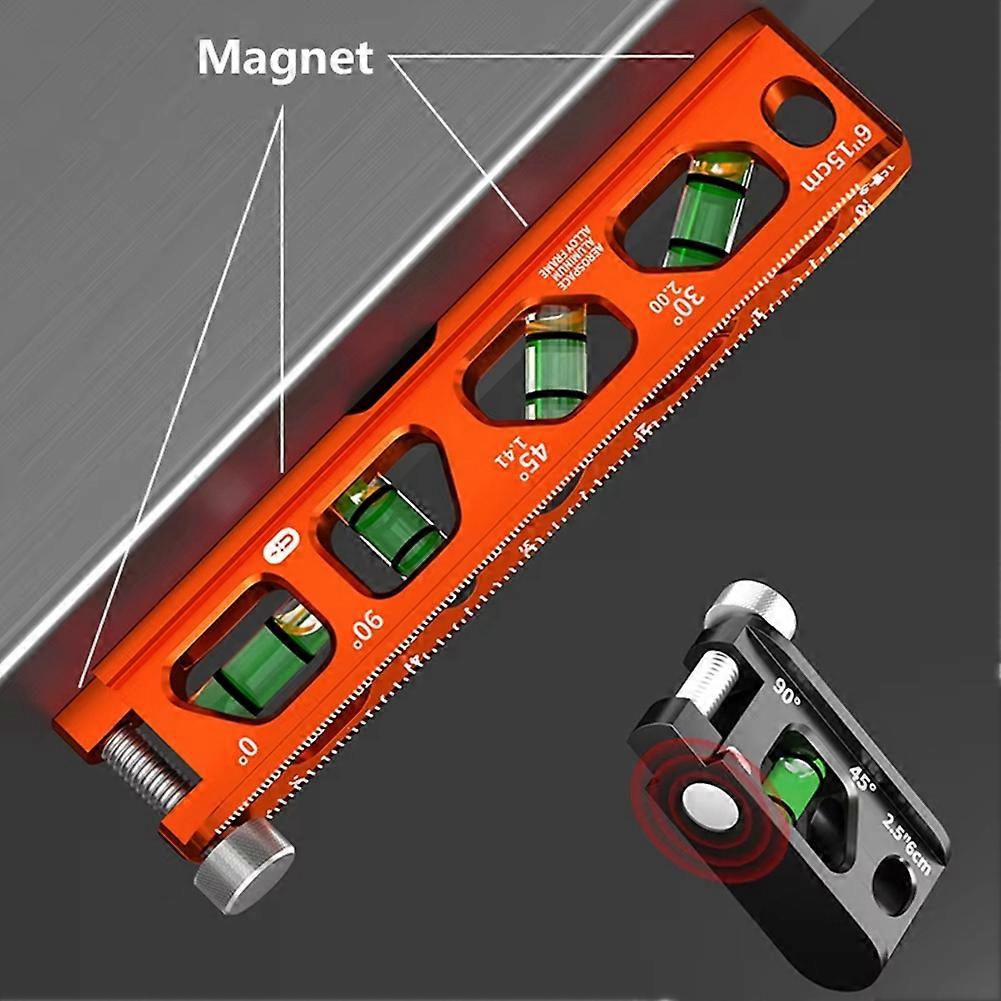 1Pc Mini High-Precision Scale Level Ruler, Magnetic Pipeline Leveling & Measuring Tool 2.5inch