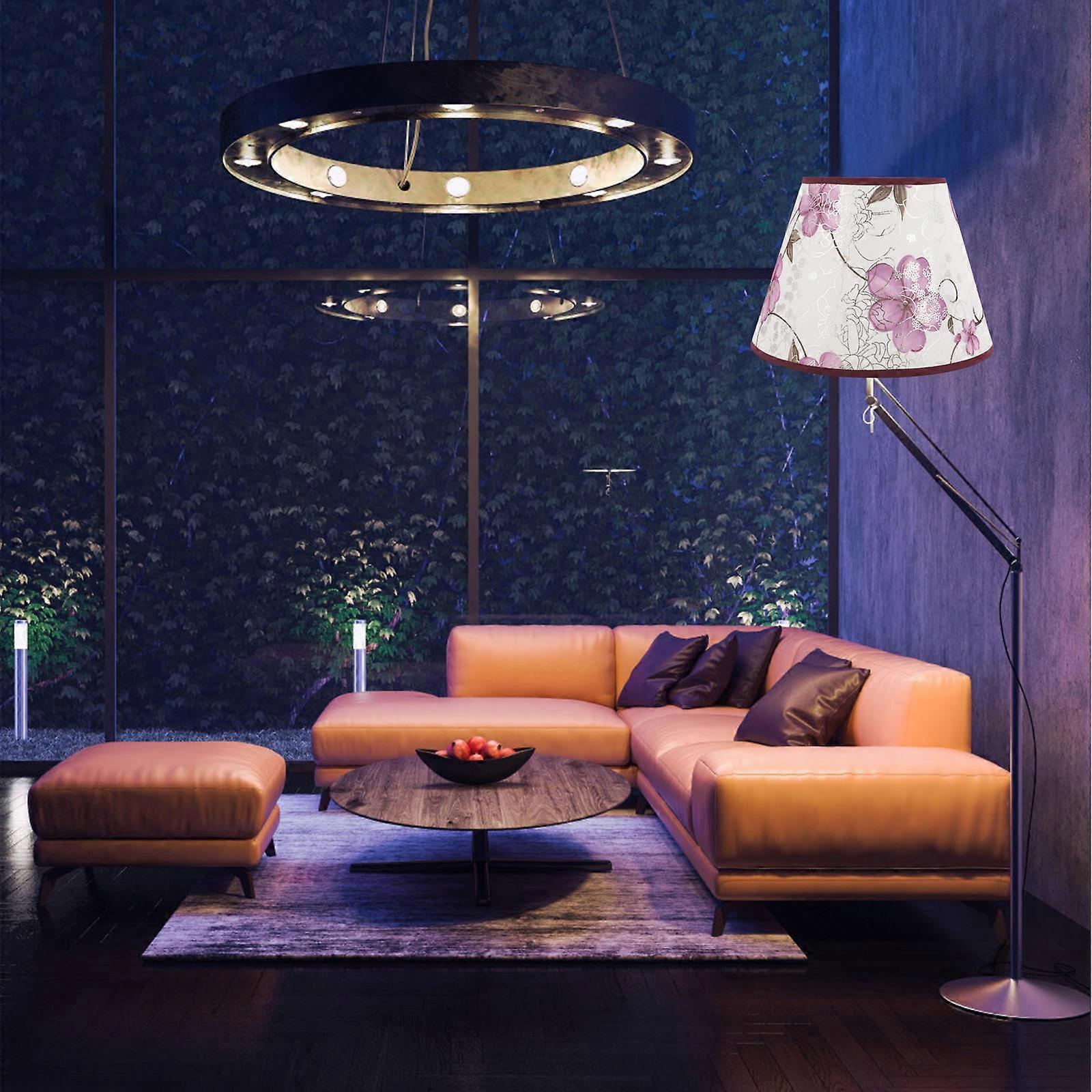 Cloth Lamp Shade Cover for Table Lamp with Flower Pattern in Purple Color