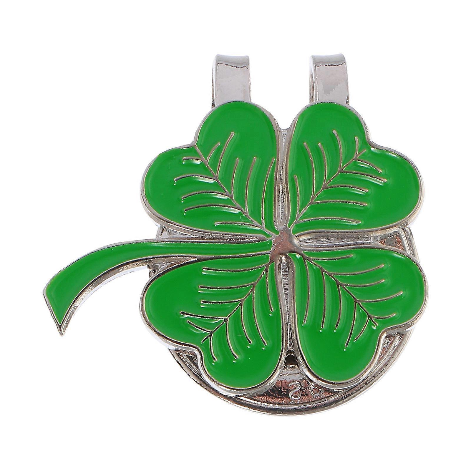 Hat Clip Golfing Accessory Green Four Leaf Decor 3x3cm 1Pcs