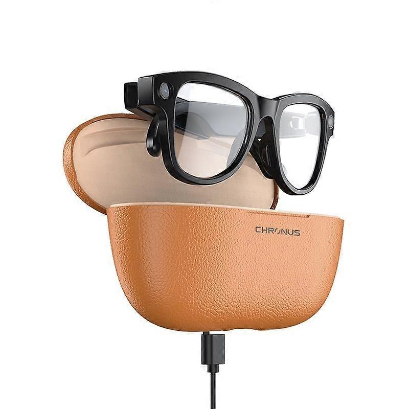 M02 AI Smart Glasses with 1200P Camera 32GB Storage Dual Mic and 3600mAh Charging Case