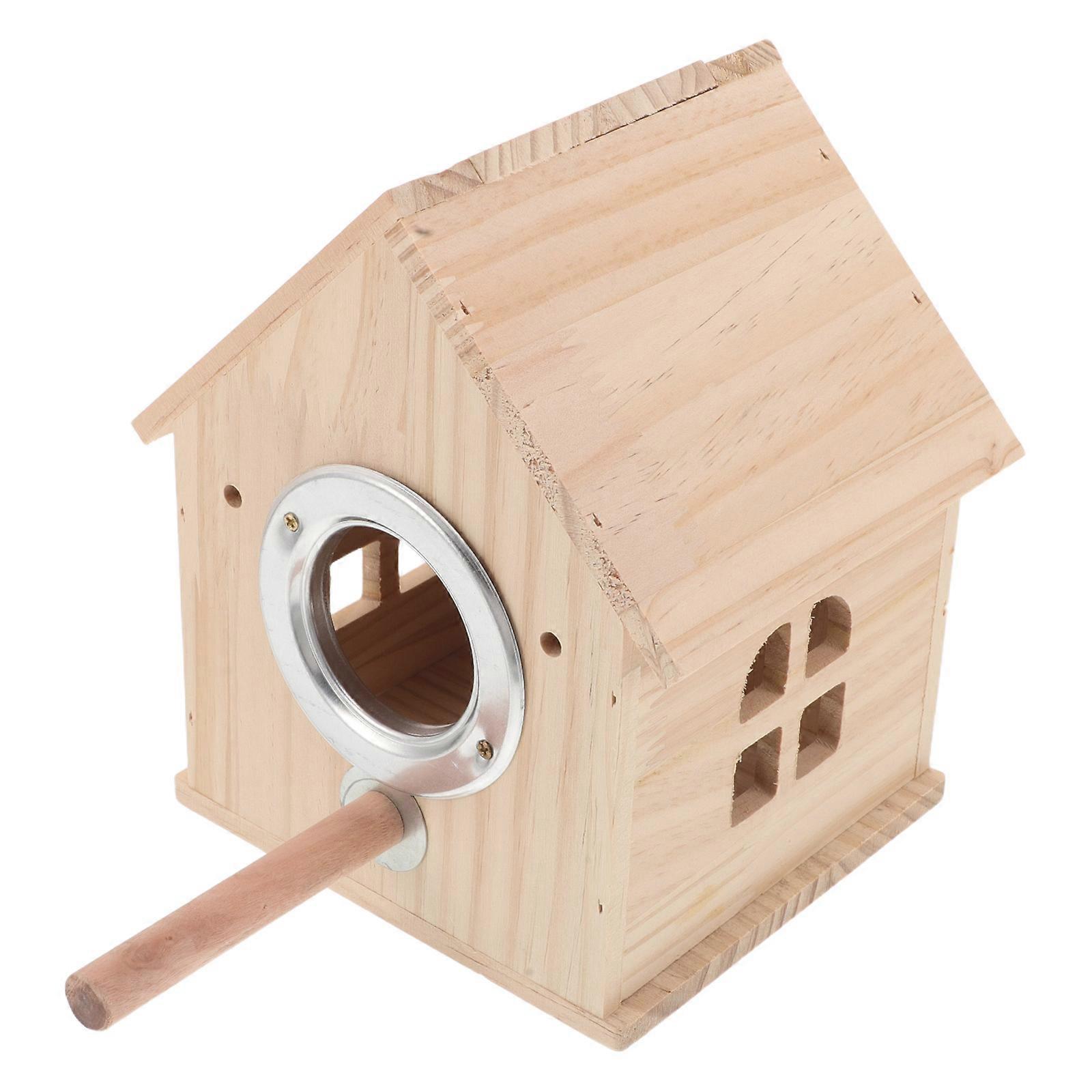 Wood Parakeet Nest Box for Breeding Birds with Perch
