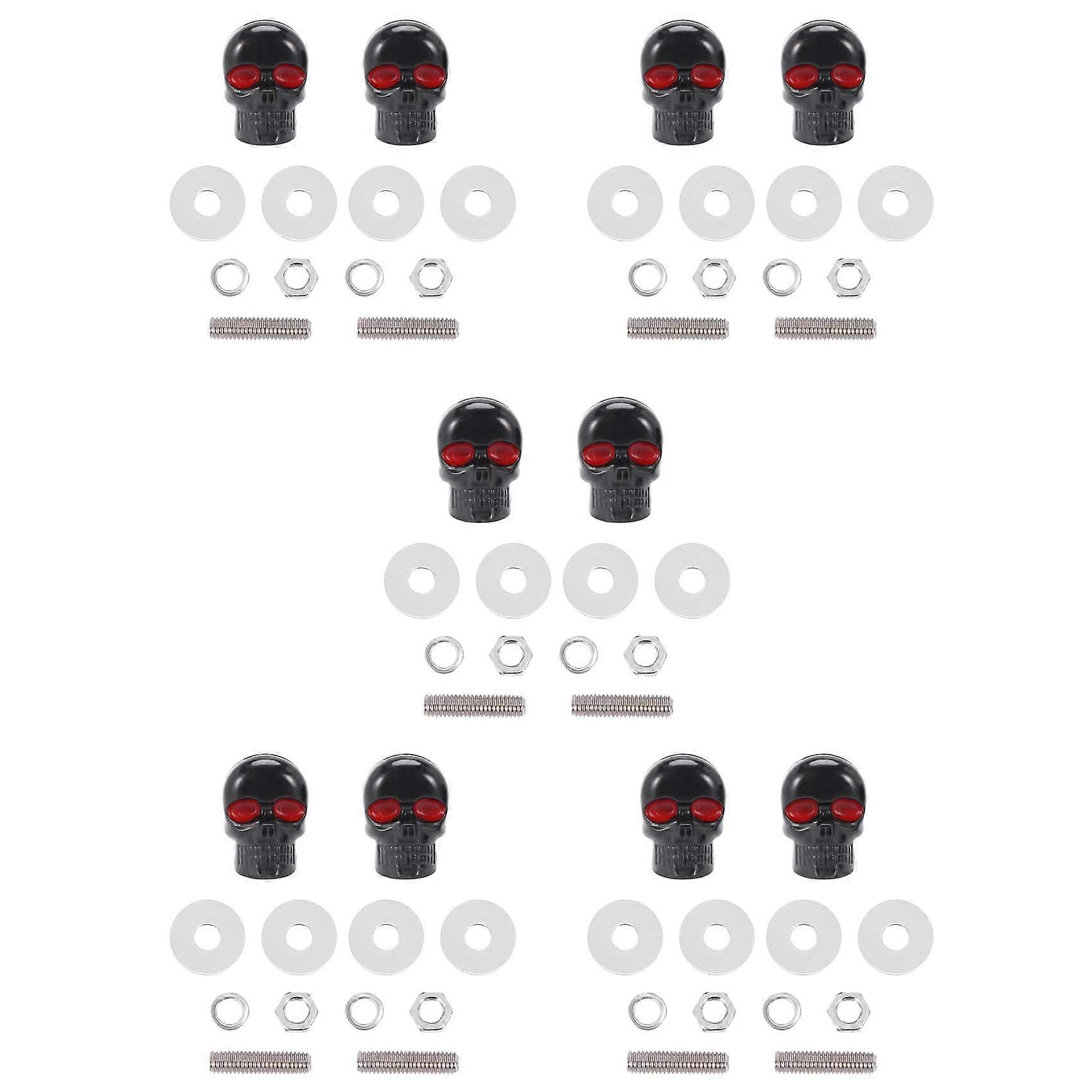 5 Pair Motorcycle Skull Number Plate Frame Screws Fitting Screw Black