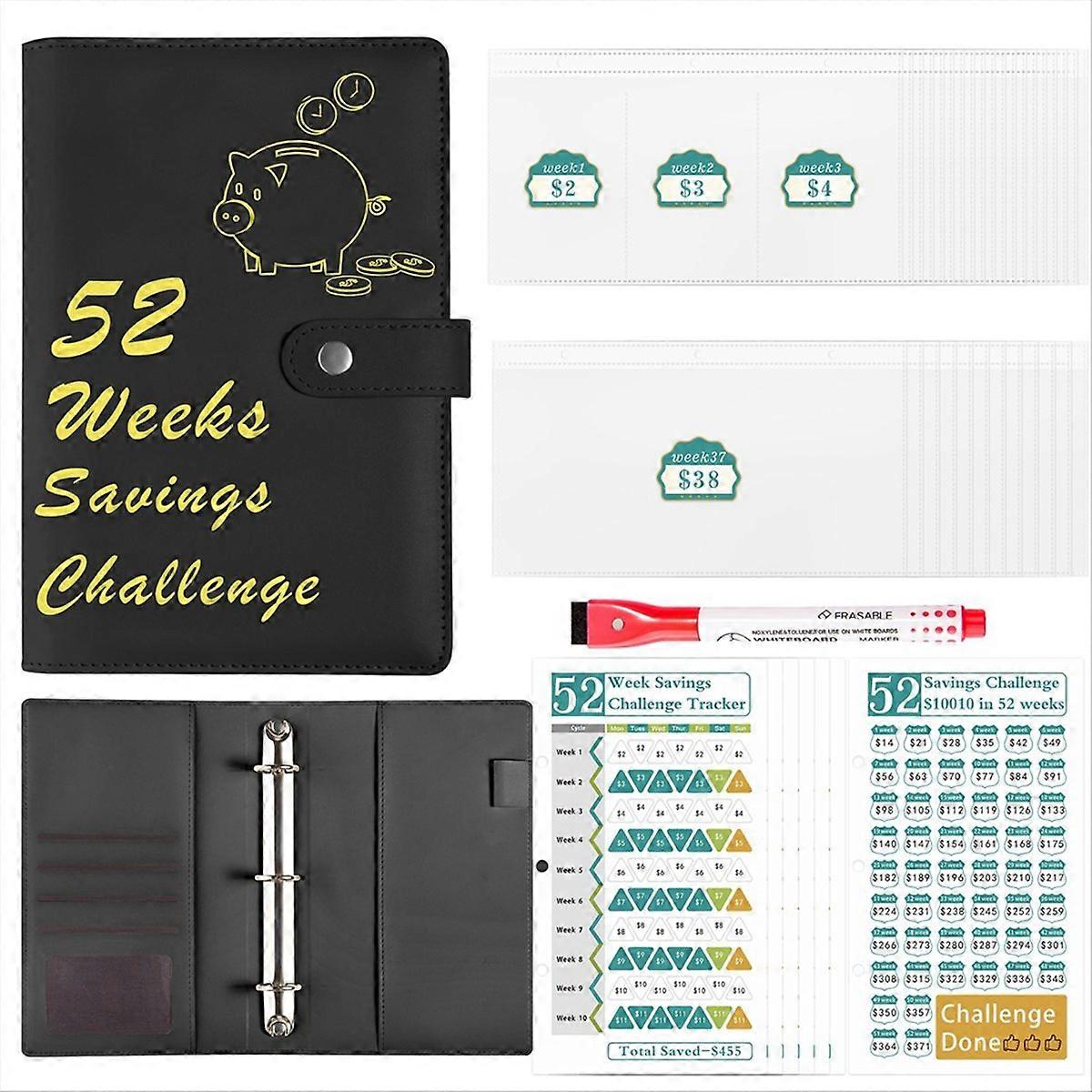 52 Week Money Saving Challenge Binder Black