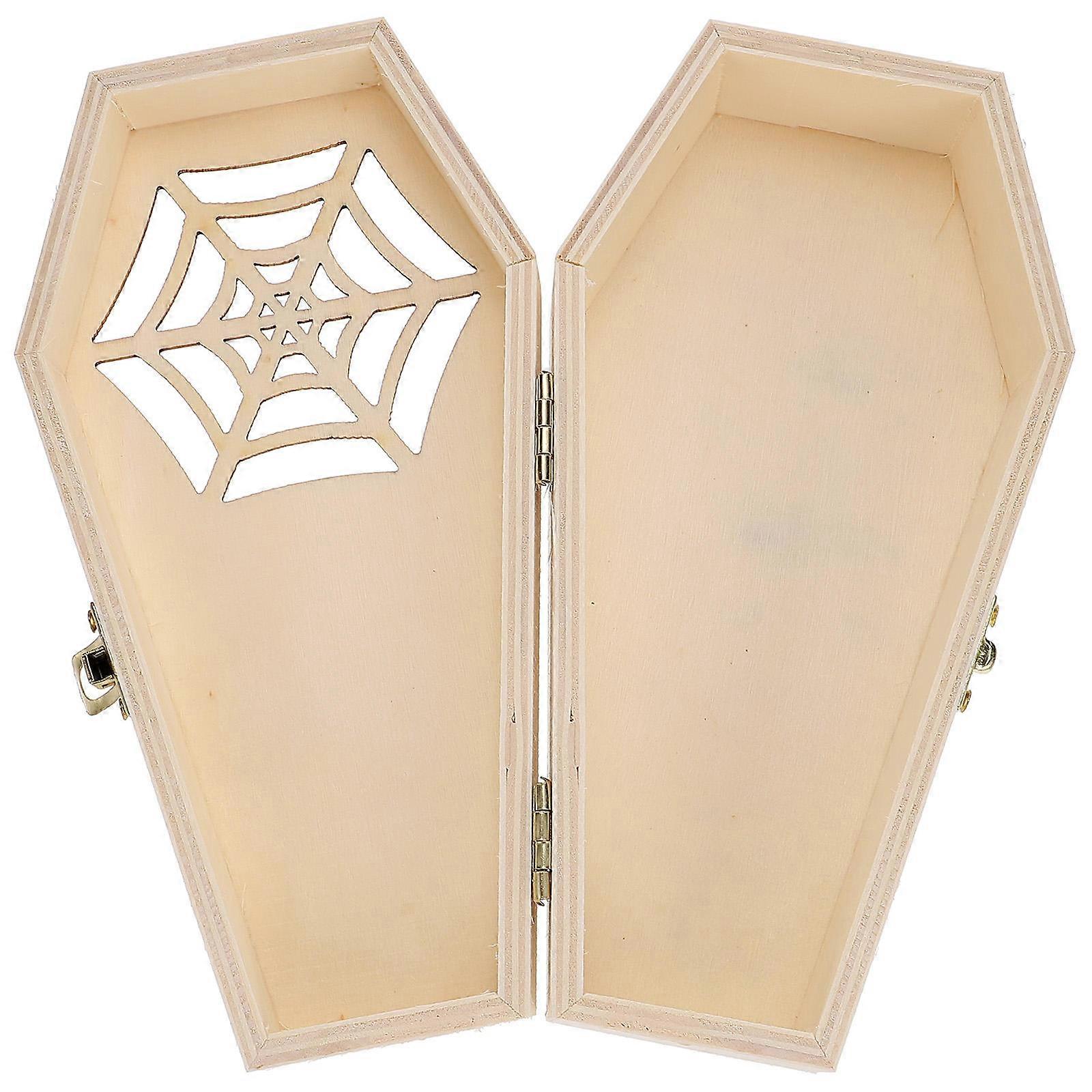 Coffin Shaped Candy Box for Storage 2Pcs Halloween Wooden Gift Boxes