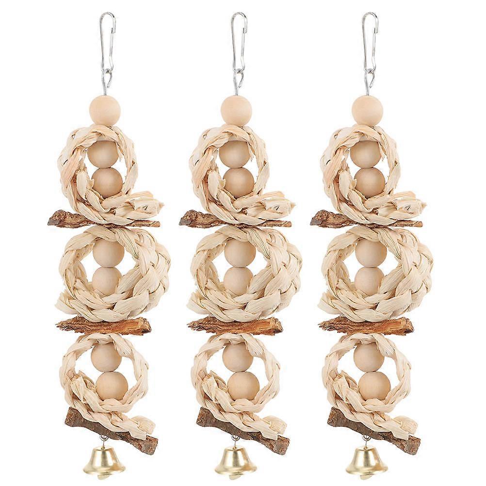 Corn Husk Parrot Swing Bird Toy for Chewing and Perch 3Pcs Set