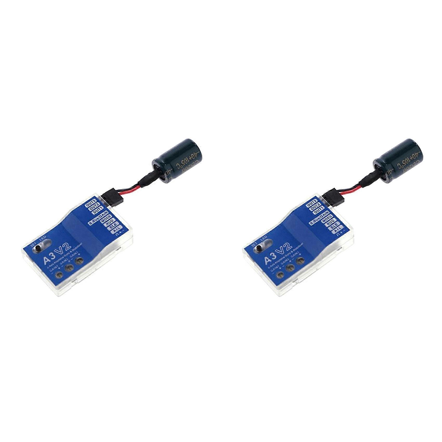 2X 3 Axis Gyro A3 V2 Flight Controller Stabilizer for RC Airplane Fixed-Wing Copter Aircraft Model Enhanced Stability
